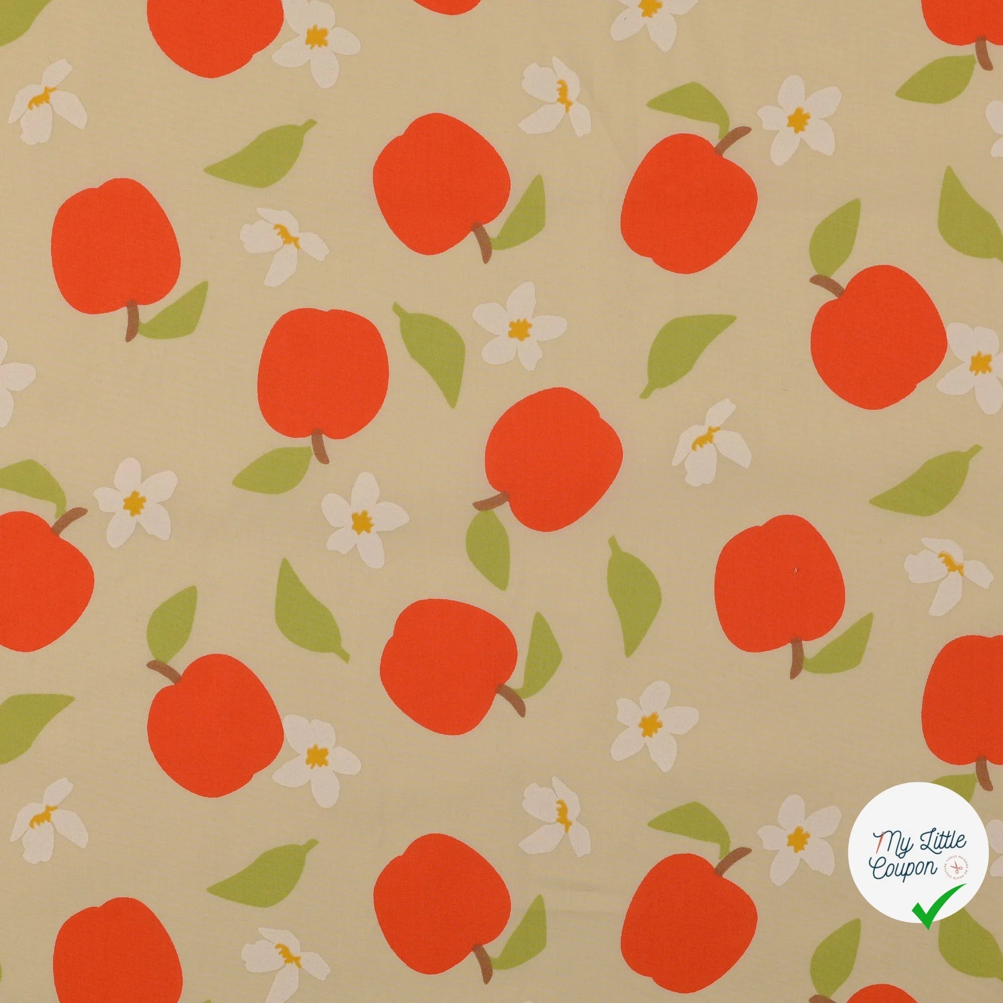 POPELINE DE COTON POMMES JAUNE - My Little Coupon