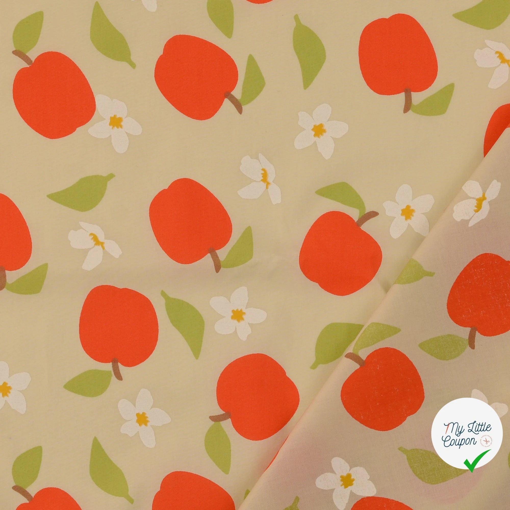 POPELINE DE COTON POMMES JAUNE - My Little Coupon