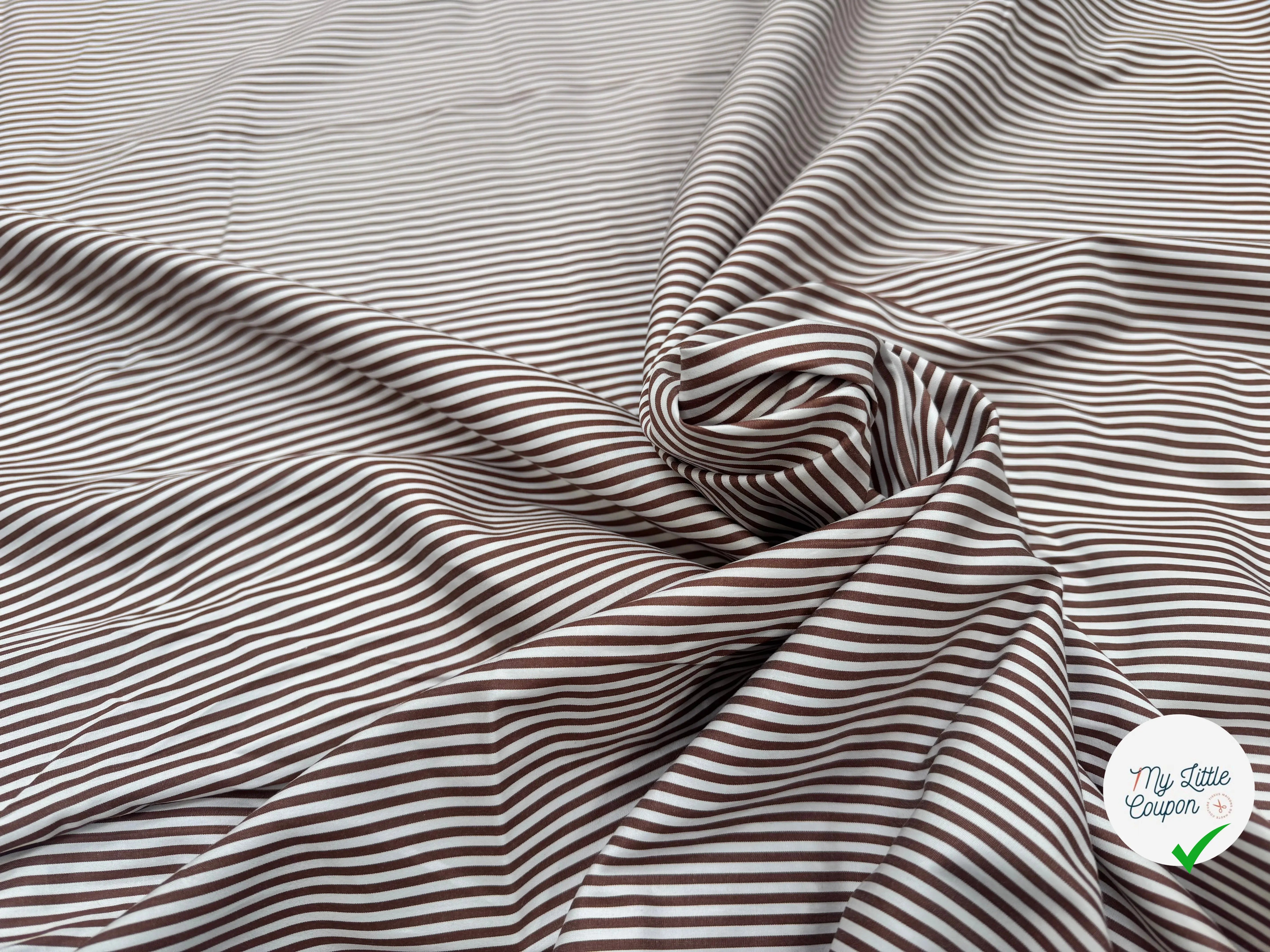 POPELINE DE COTON RAYURES MARRON - My Little Coupon