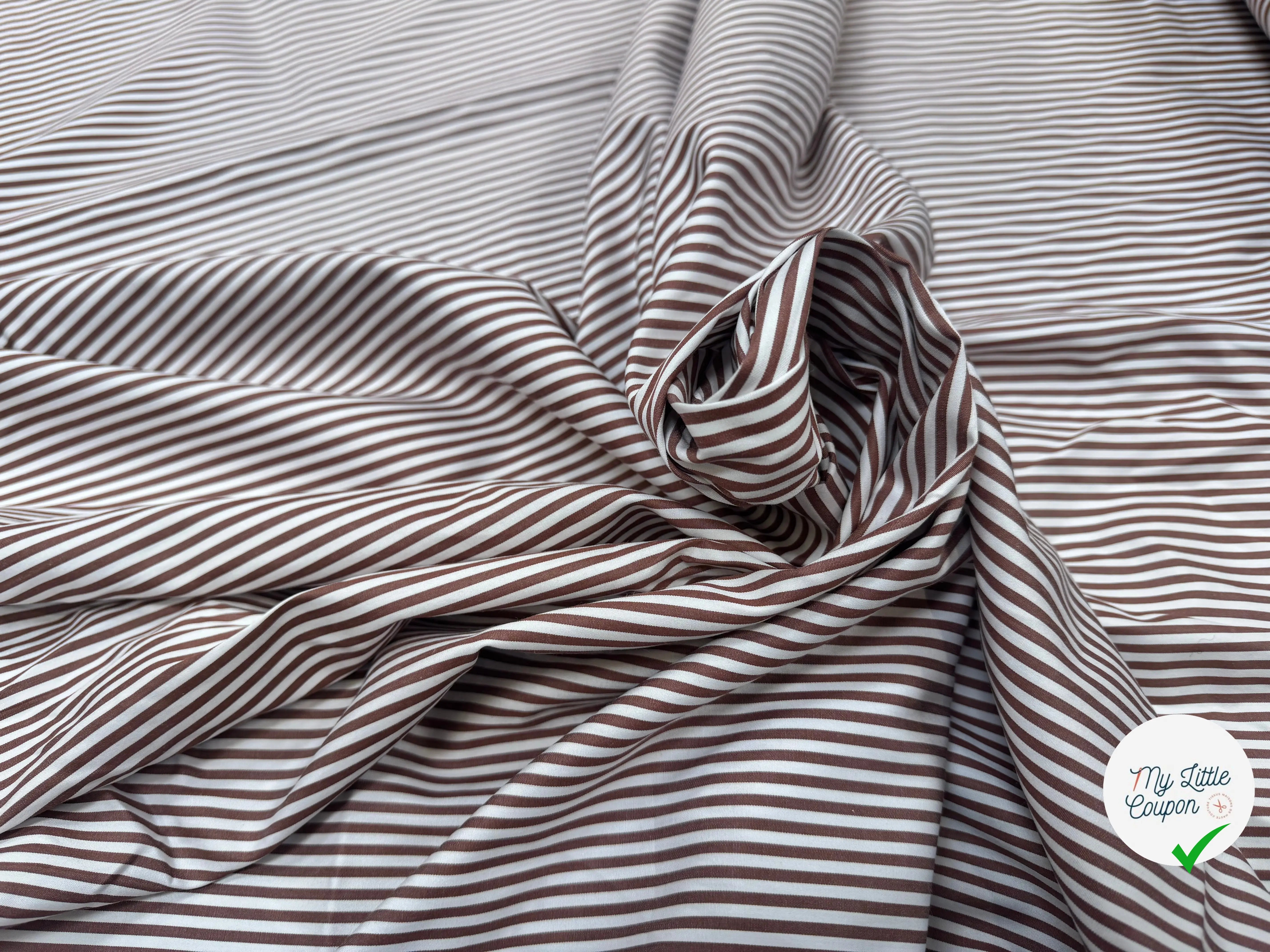 POPELINE DE COTON RAYURES MARRON - My Little Coupon