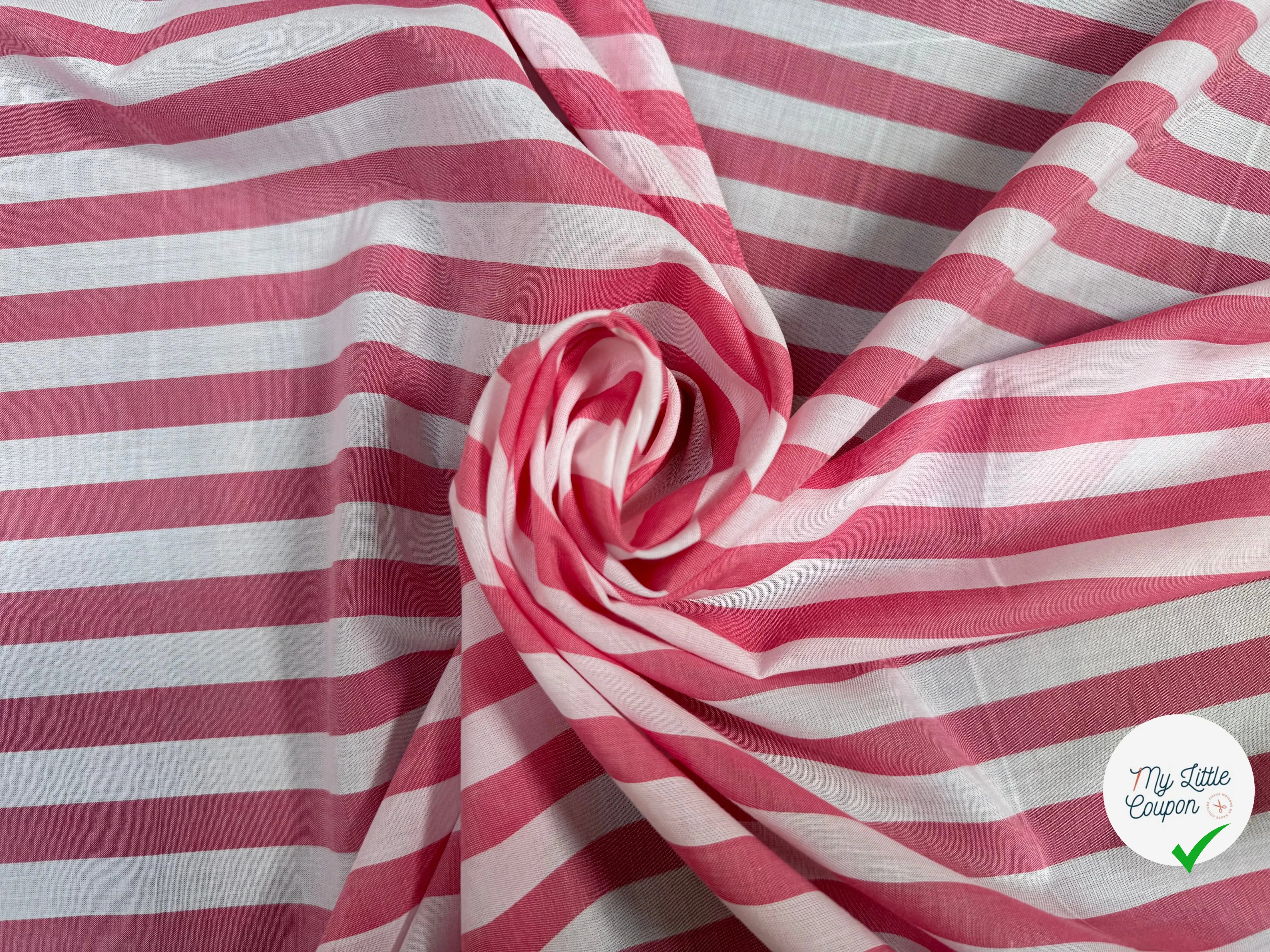 POPELINE DE COTON RAYURES ROUGES ET BLANCHES - My Little Coupon