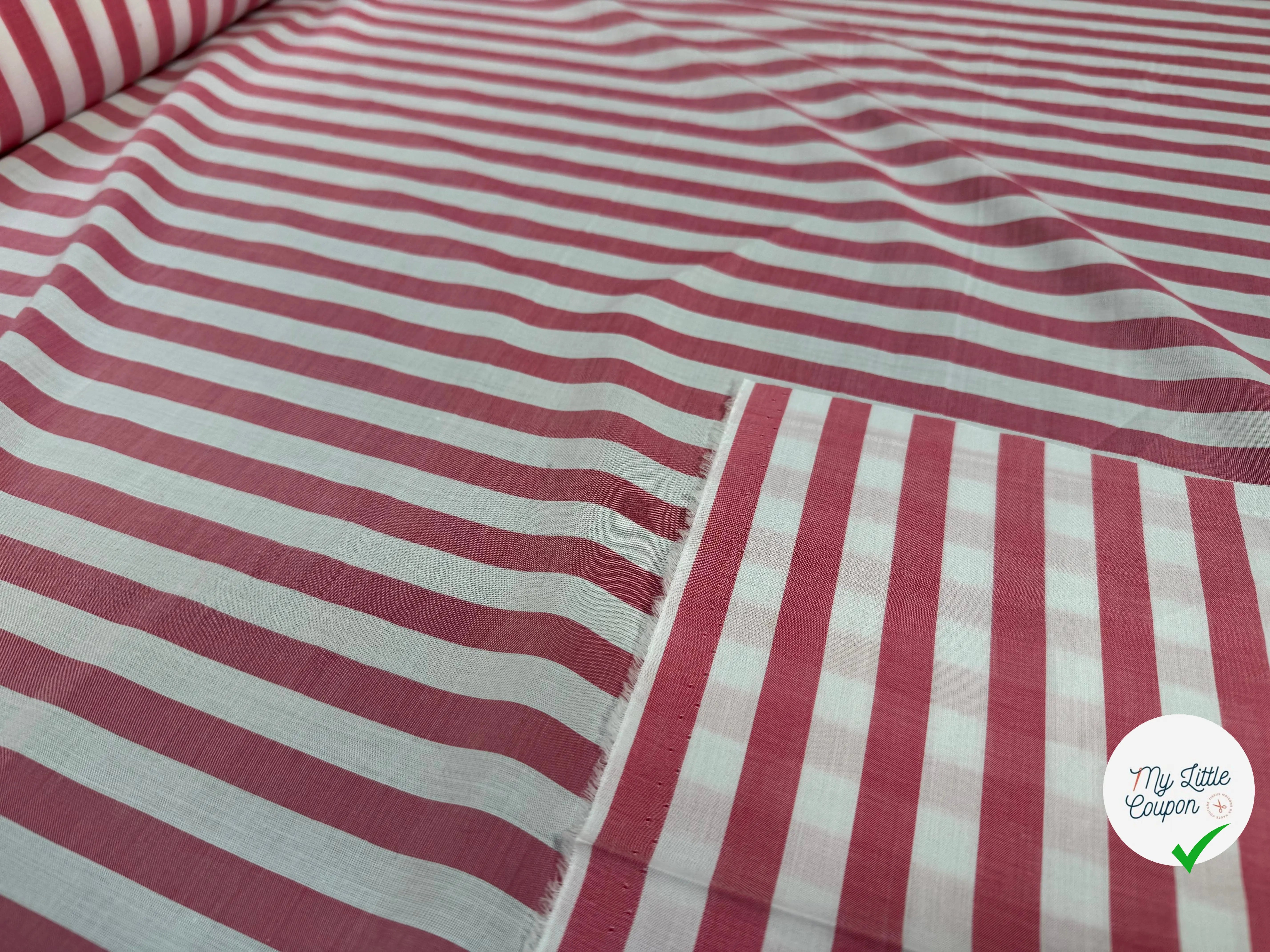 POPELINE DE COTON RAYURES ROUGES ET BLANCHES - My Little Coupon