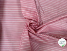 POPELINE DE COTON ROSE À RAYURES BLANCHES - My Little Coupon