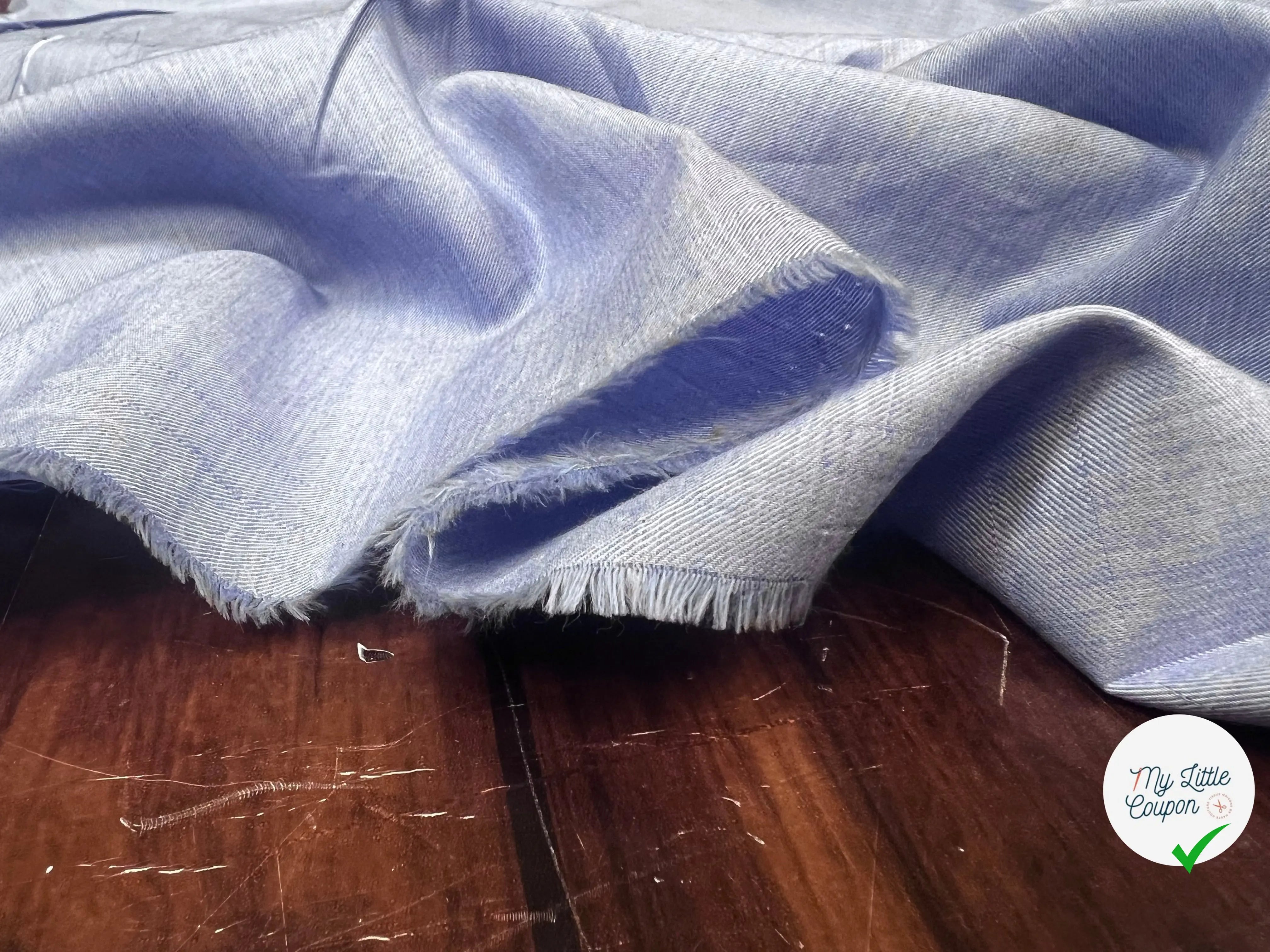 POPELINE DE COTON SERGÉE BLEU - My Little Coupon
