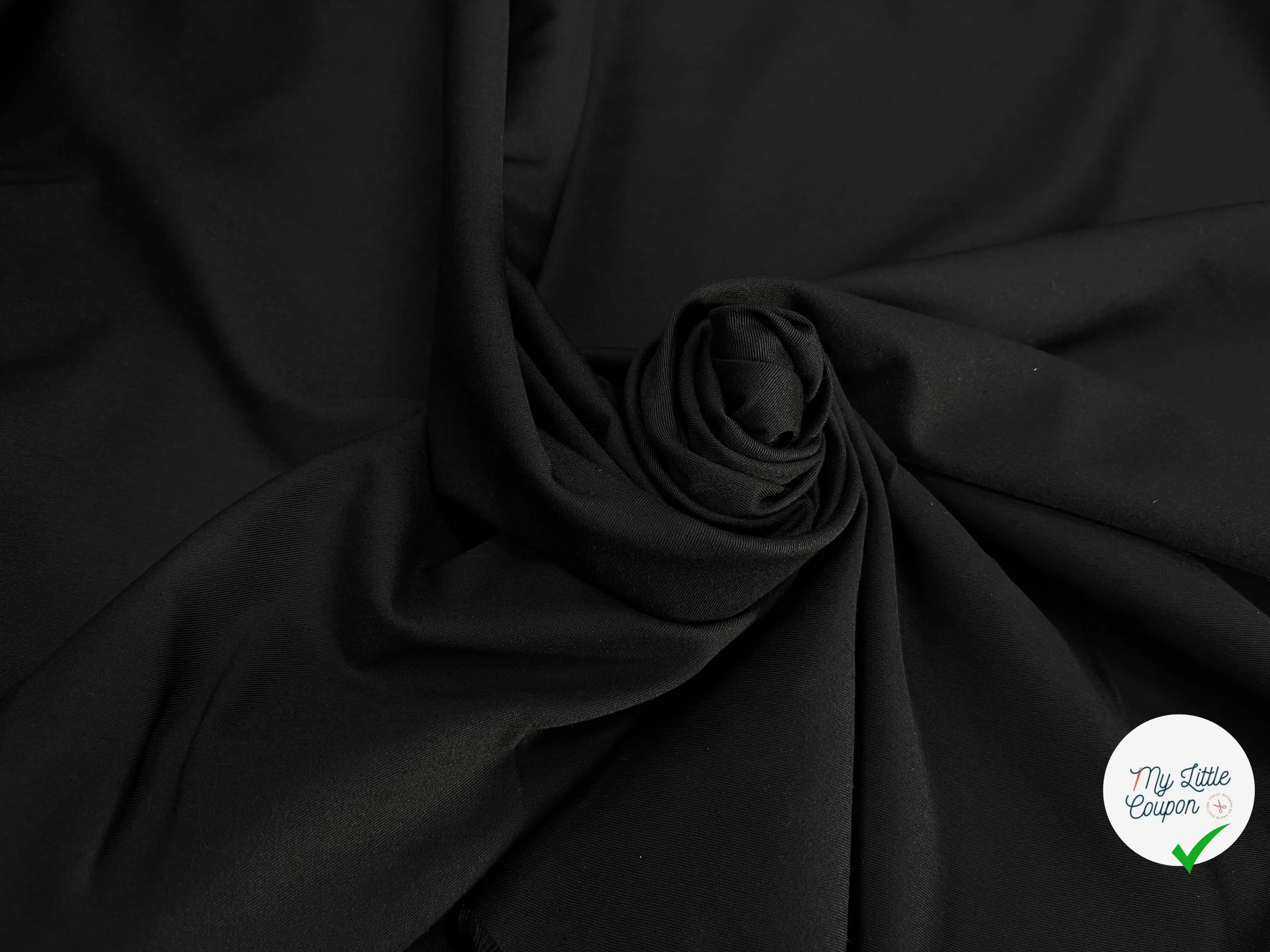 POPELINE DE COTON SERGÉE NOIR - My Little Coupon