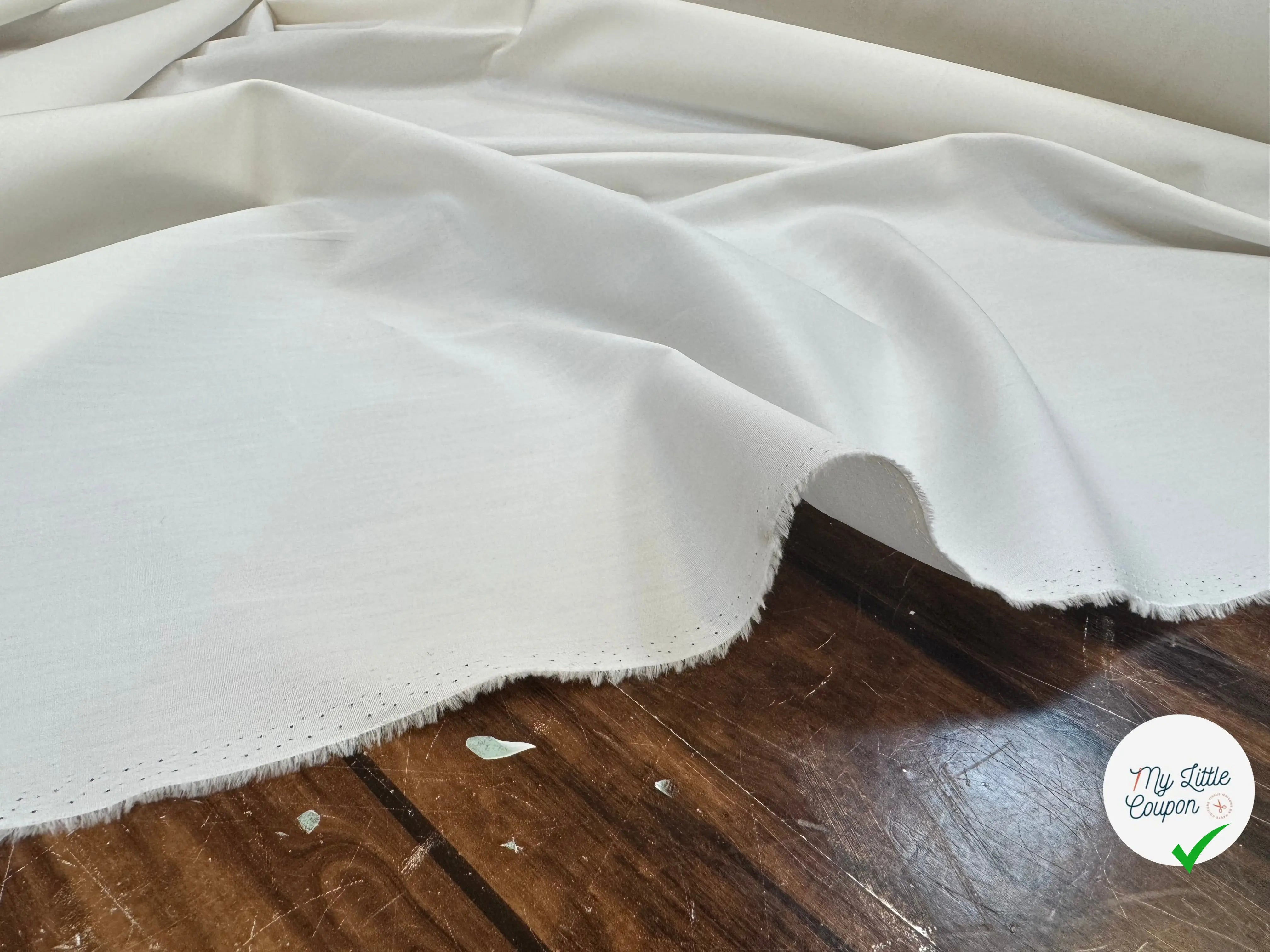POPELINE DE COTON SIMPLE MILKY WHITE TRANSPARENTE - My Little Coupon