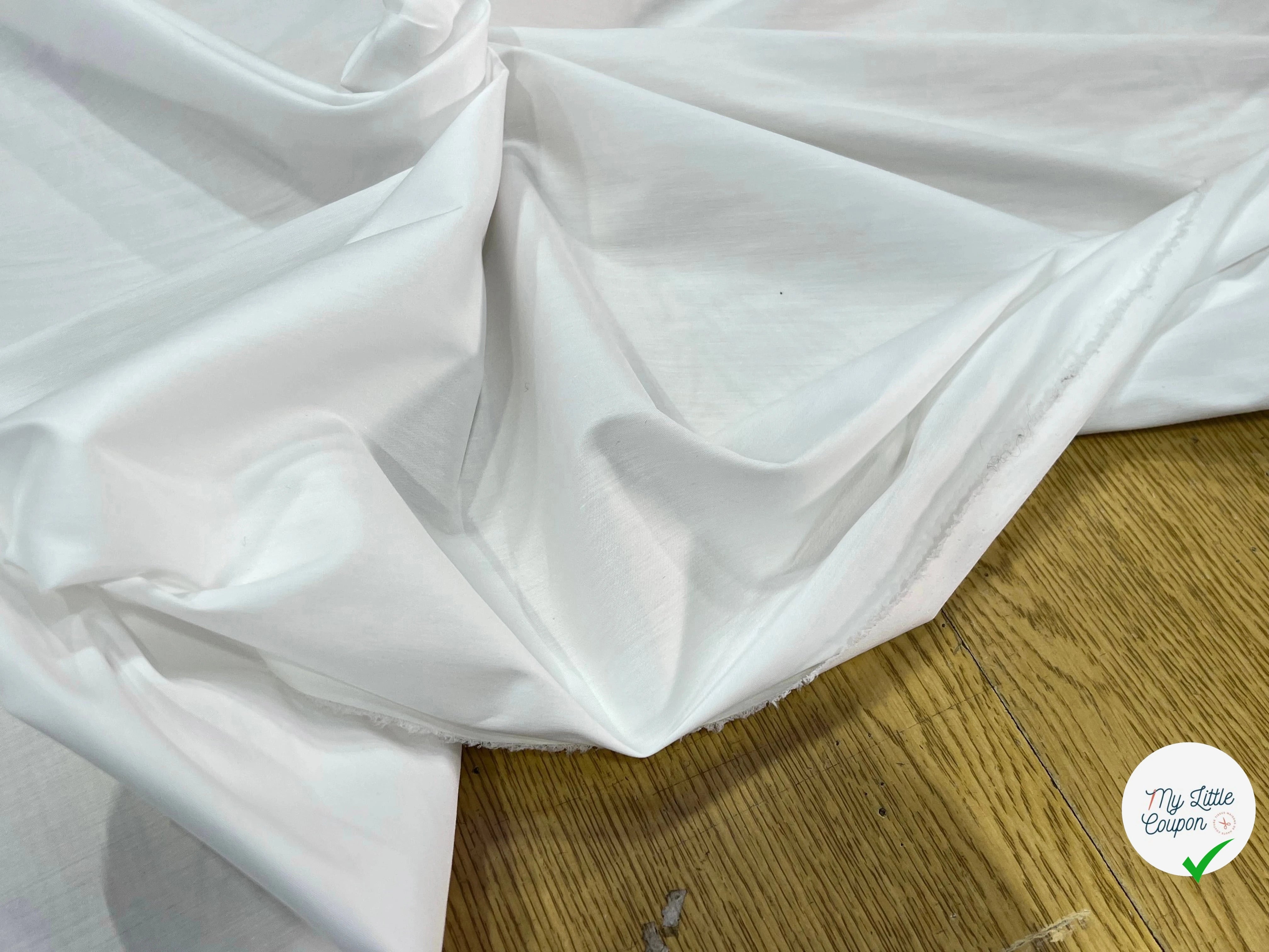 POPELINE DE COTON STRETCH BLANC 97% COTON - My Little Coupon