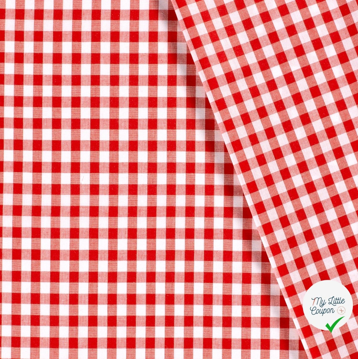 POPELINE DE COTON TISSU FIL TEINT CARREAUX ROUGE - My Little Coupon