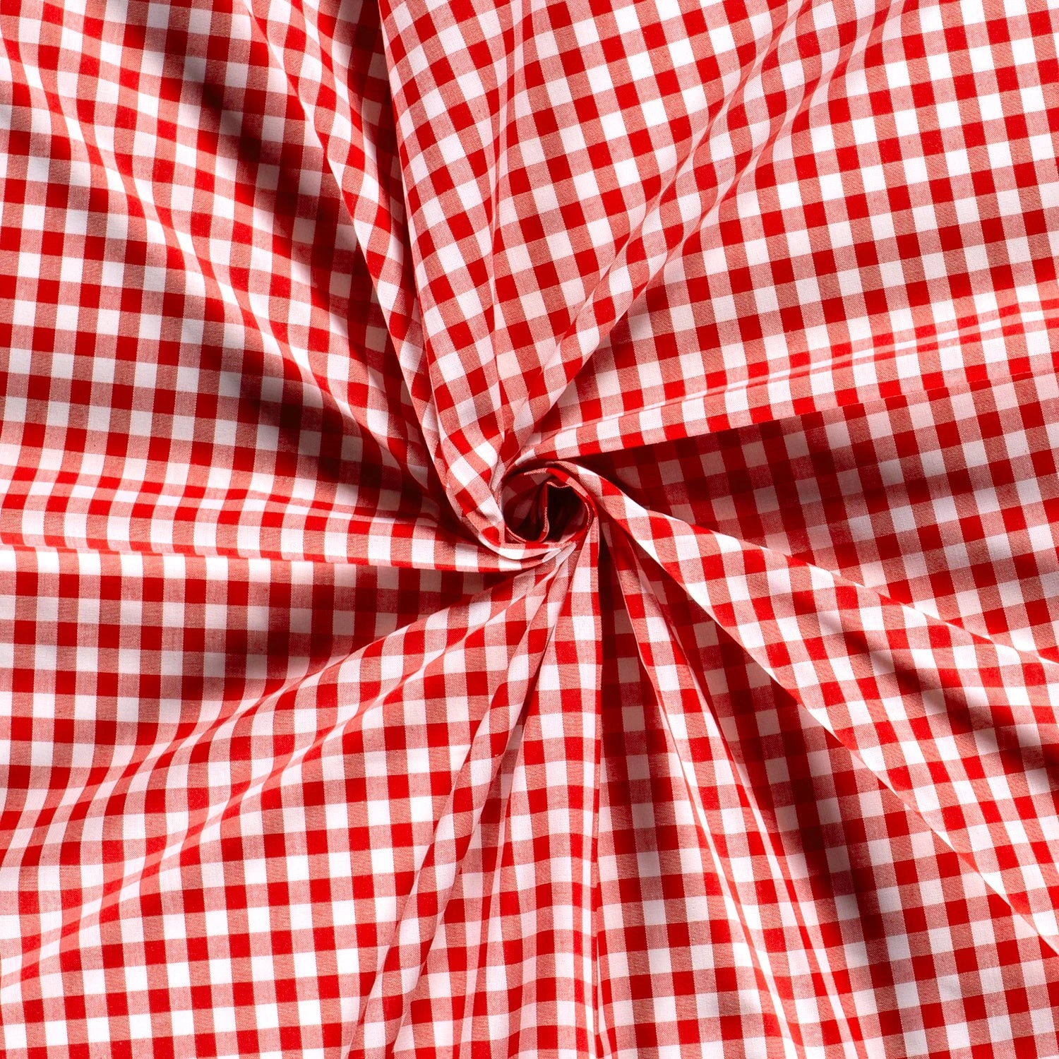 POPELINE DE COTON TISSU FIL TEINT CARREAUX ROUGE - My Little Coupon