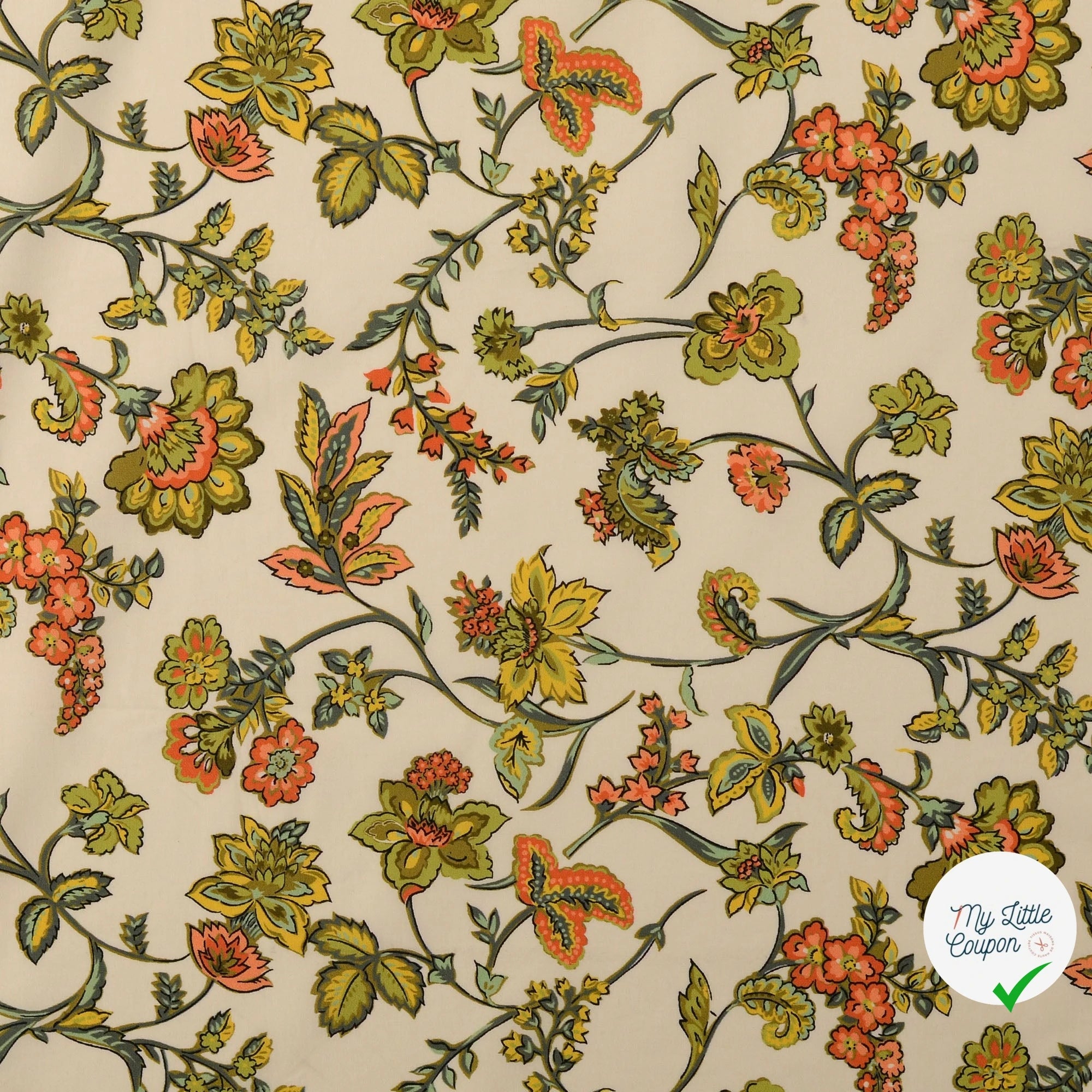POPELINE DE COTON TISSU IMPRIMÉ NUMÉRIQUE PAISLEY MULTICOLORE 2 - My Little Coupon