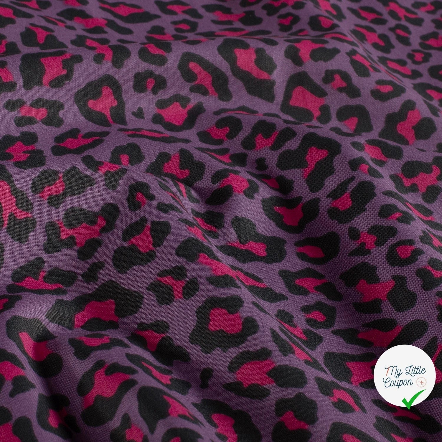 POPELINE DE COTON TISSU IMPRIMÉ PANTHER POURPRE - My Little Coupon