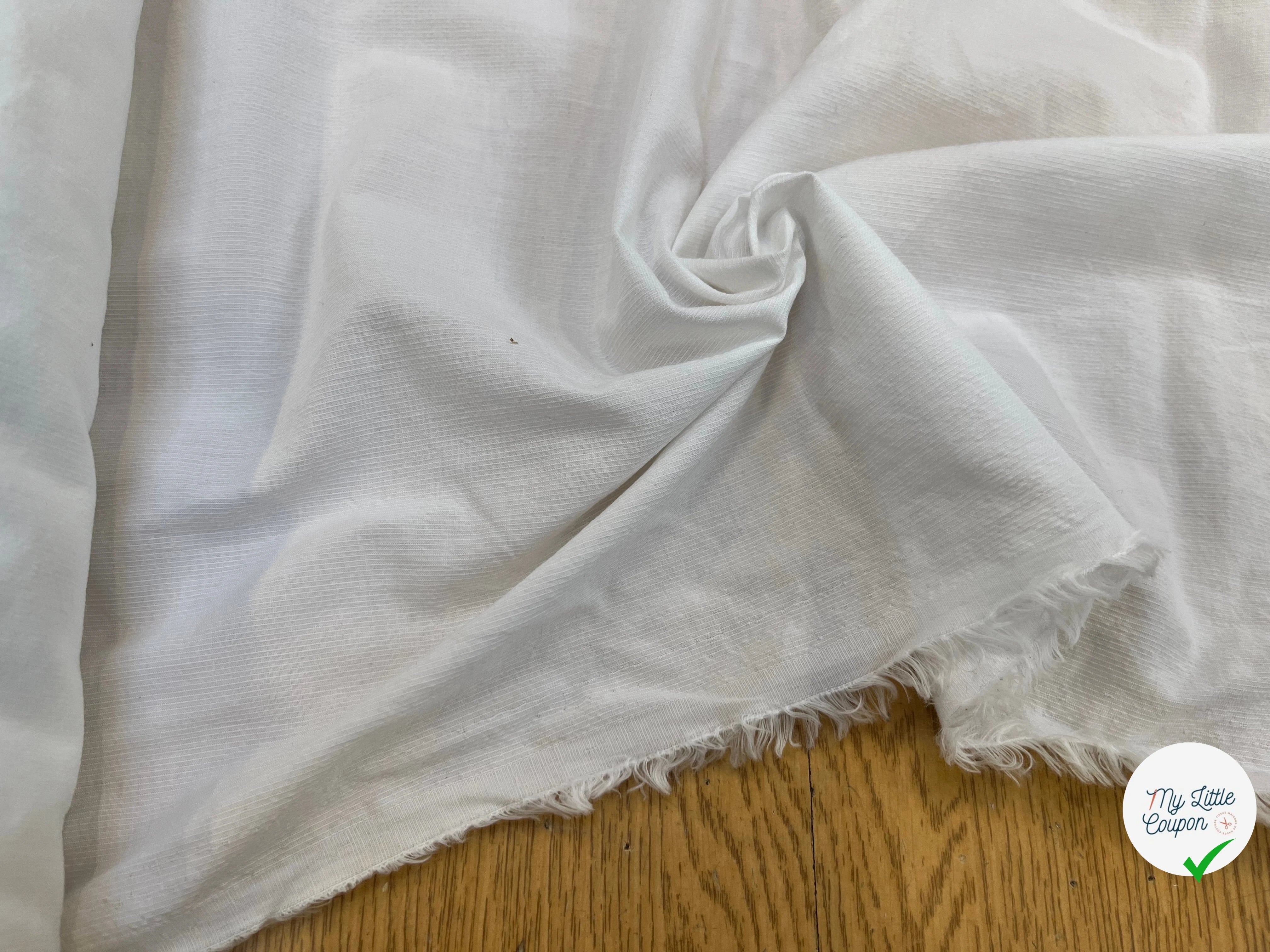 POPELINE DE COTON UNI BLANC FINE RAYURES - My Little Coupon