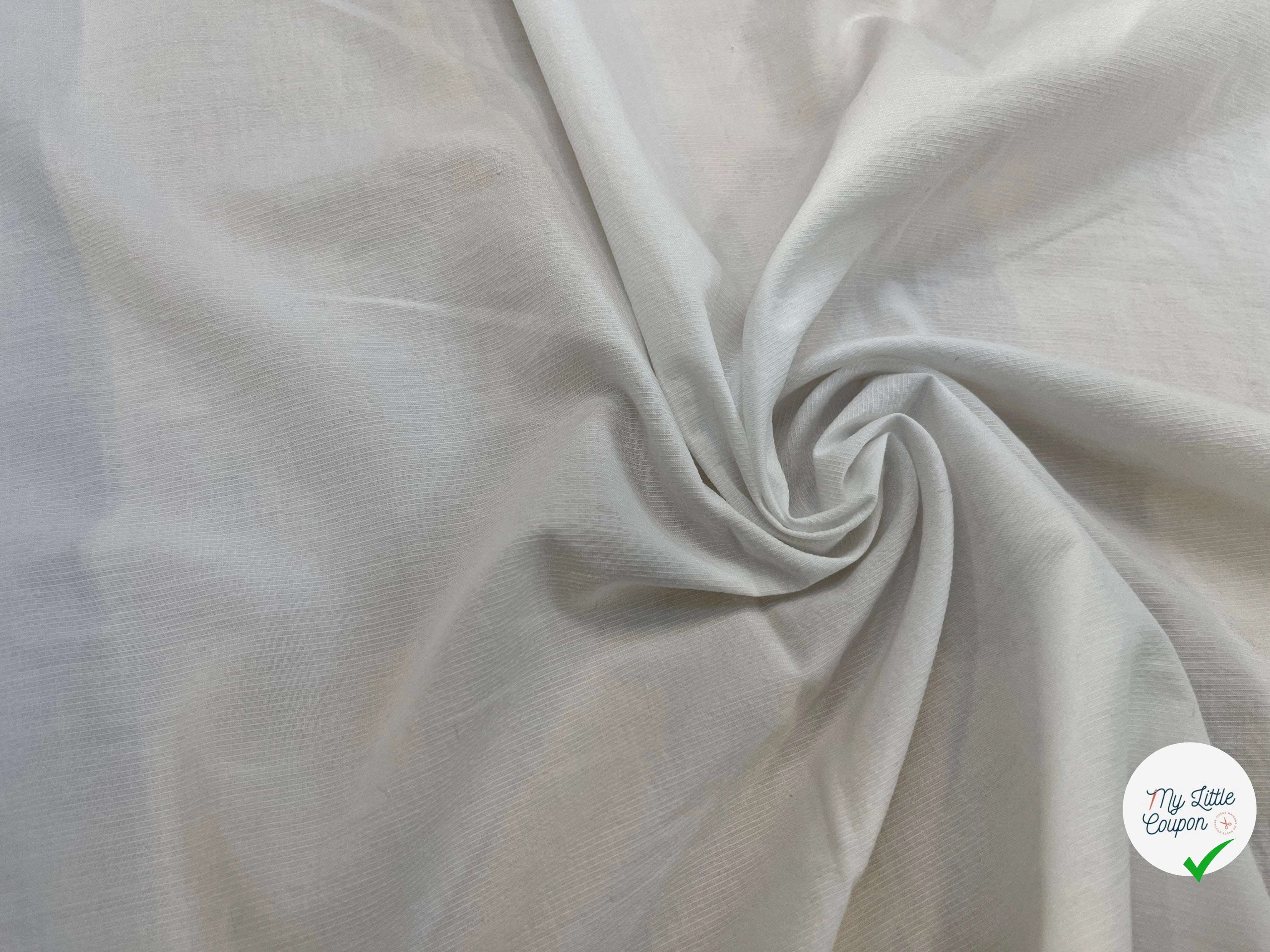 POPELINE DE COTON UNI BLANC FINE RAYURES - My Little Coupon
