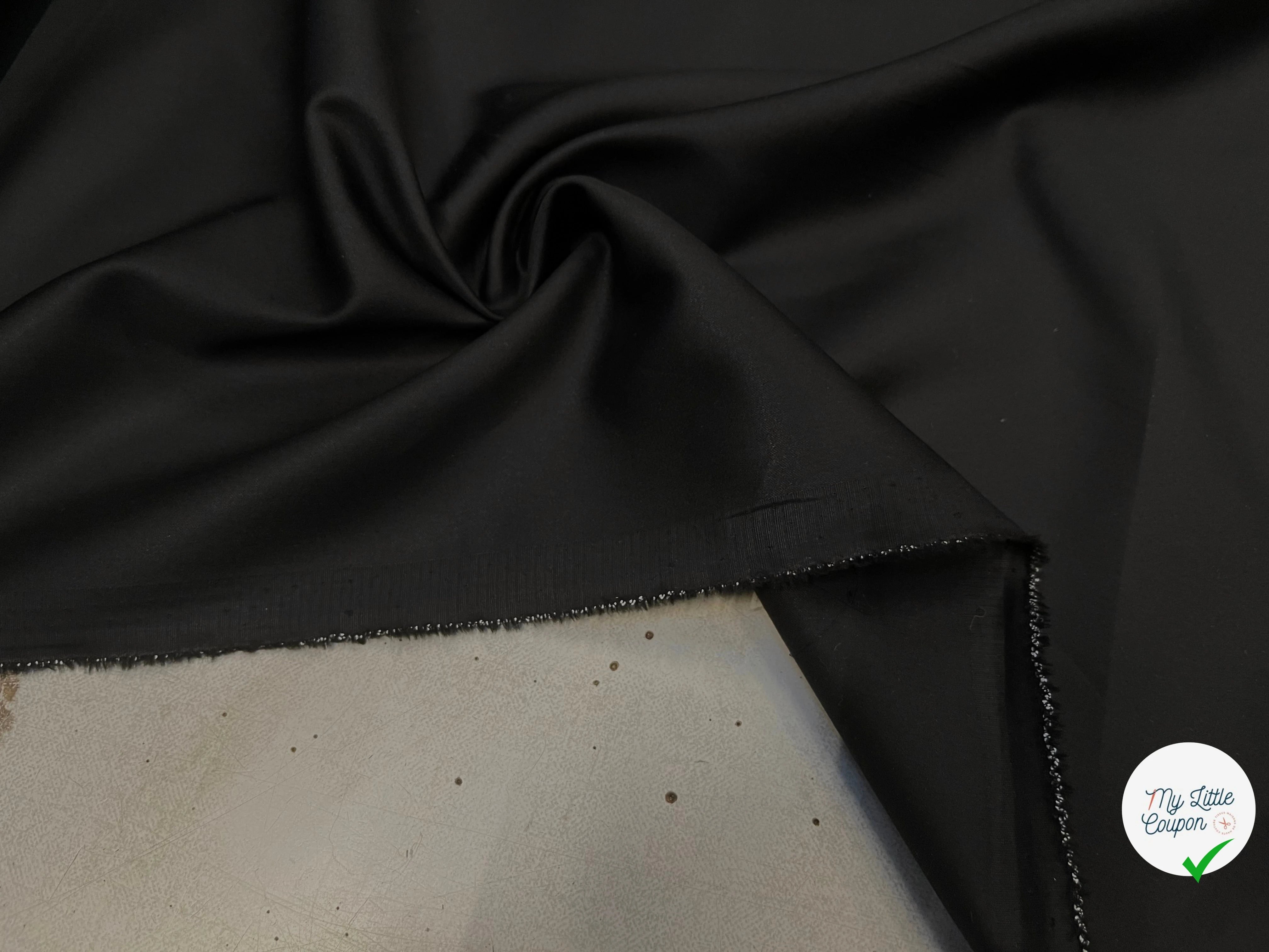 POPELINE DE COTON UNI NOIR FLUIDE SUBLIME 150CM - My Little Coupon
