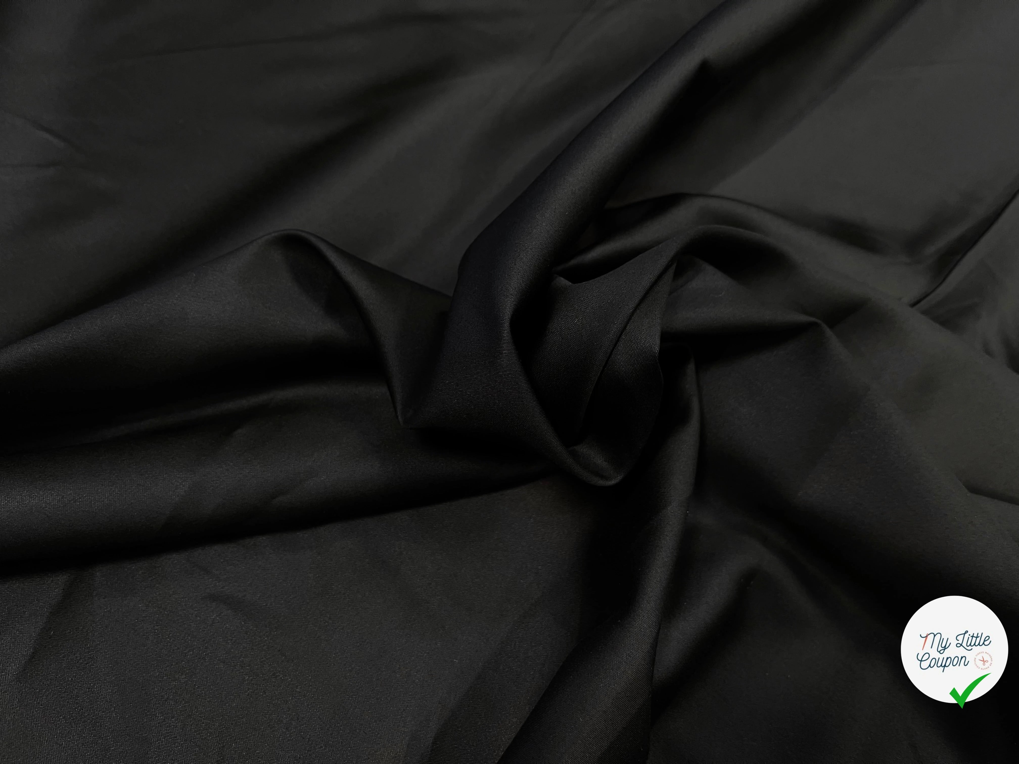 POPELINE DE COTON UNI NOIR FLUIDE SUBLIME 150CM - My Little Coupon