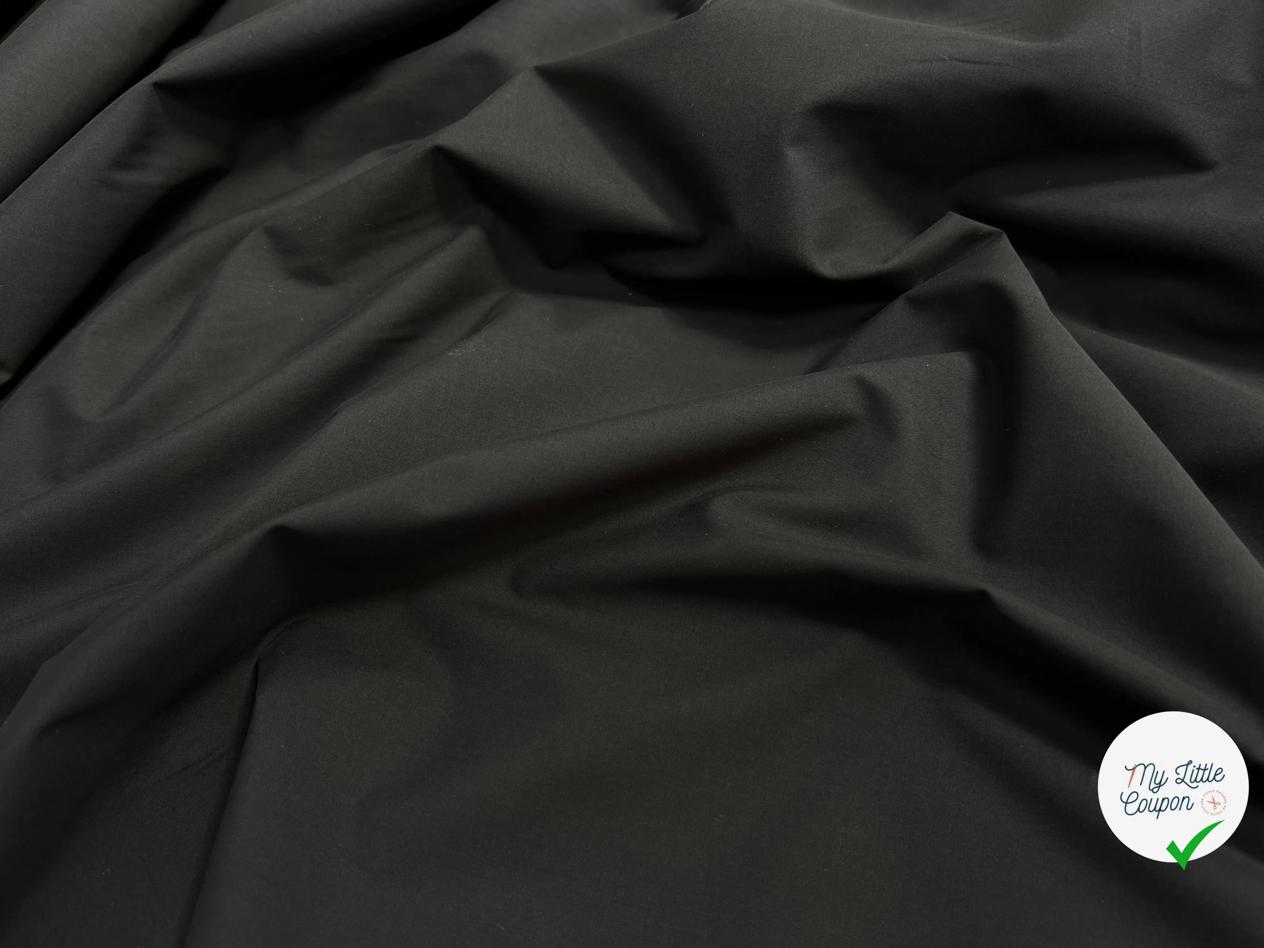 POPELINE DE COTON UNI NOIR - My Little Coupon