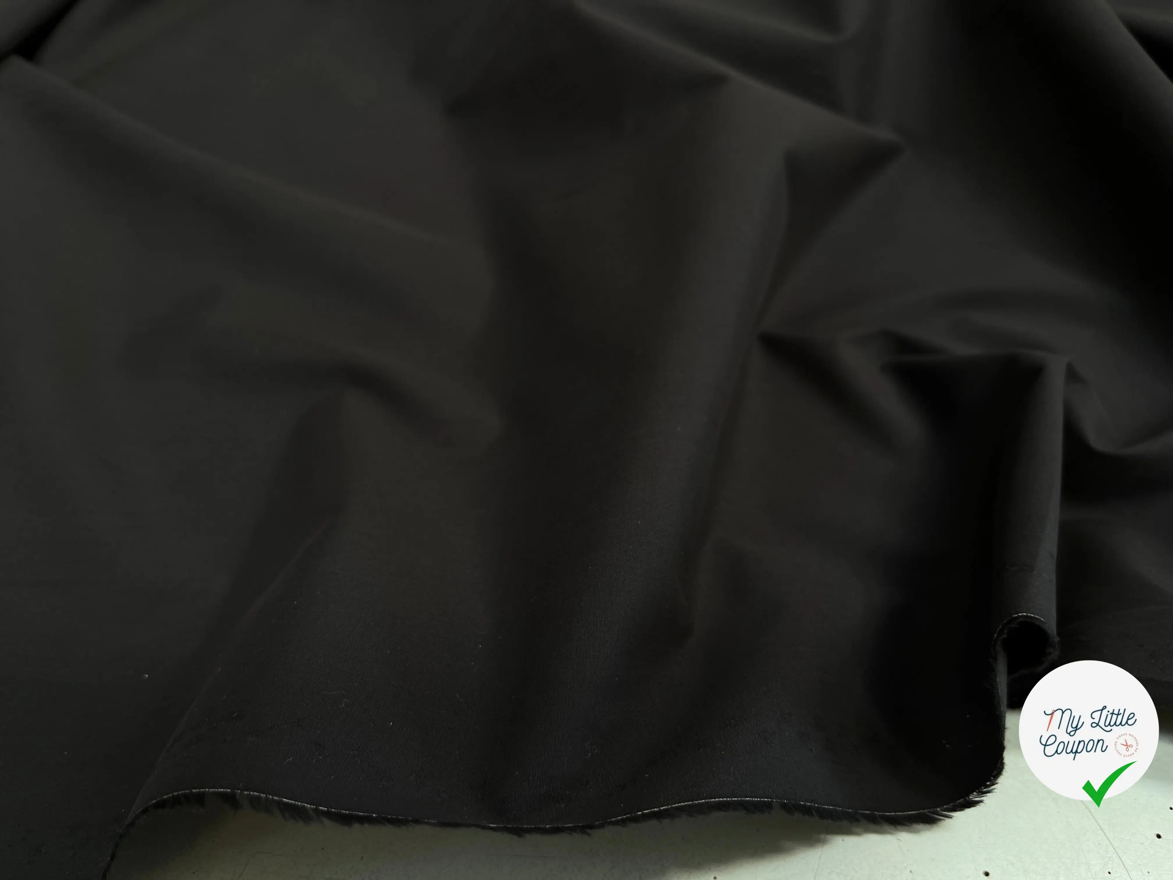 POPELINE DE COTON UNI NOIR - My Little Coupon