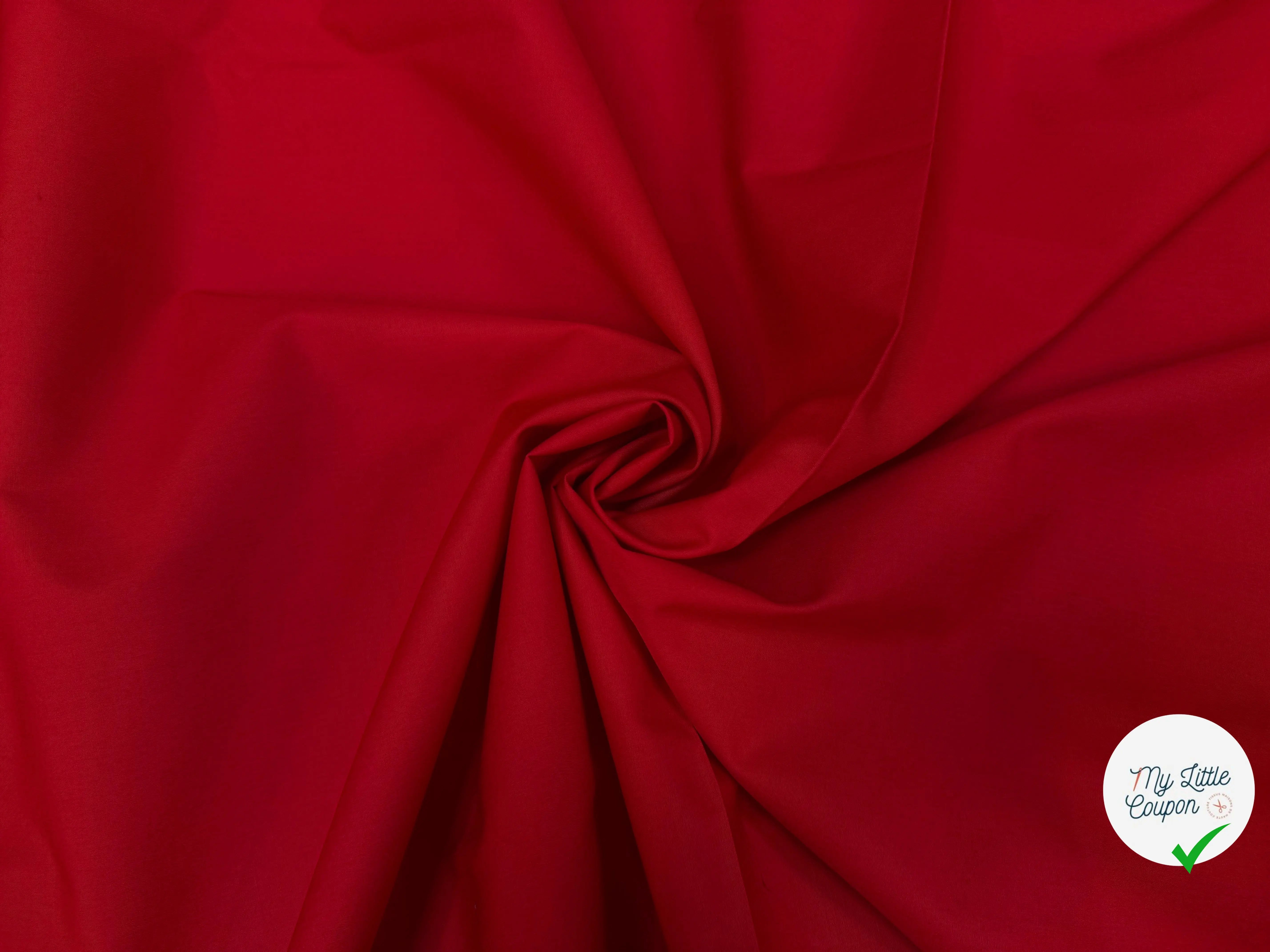 POPELINE DE COTON UNI ROUGE - My Little Coupon