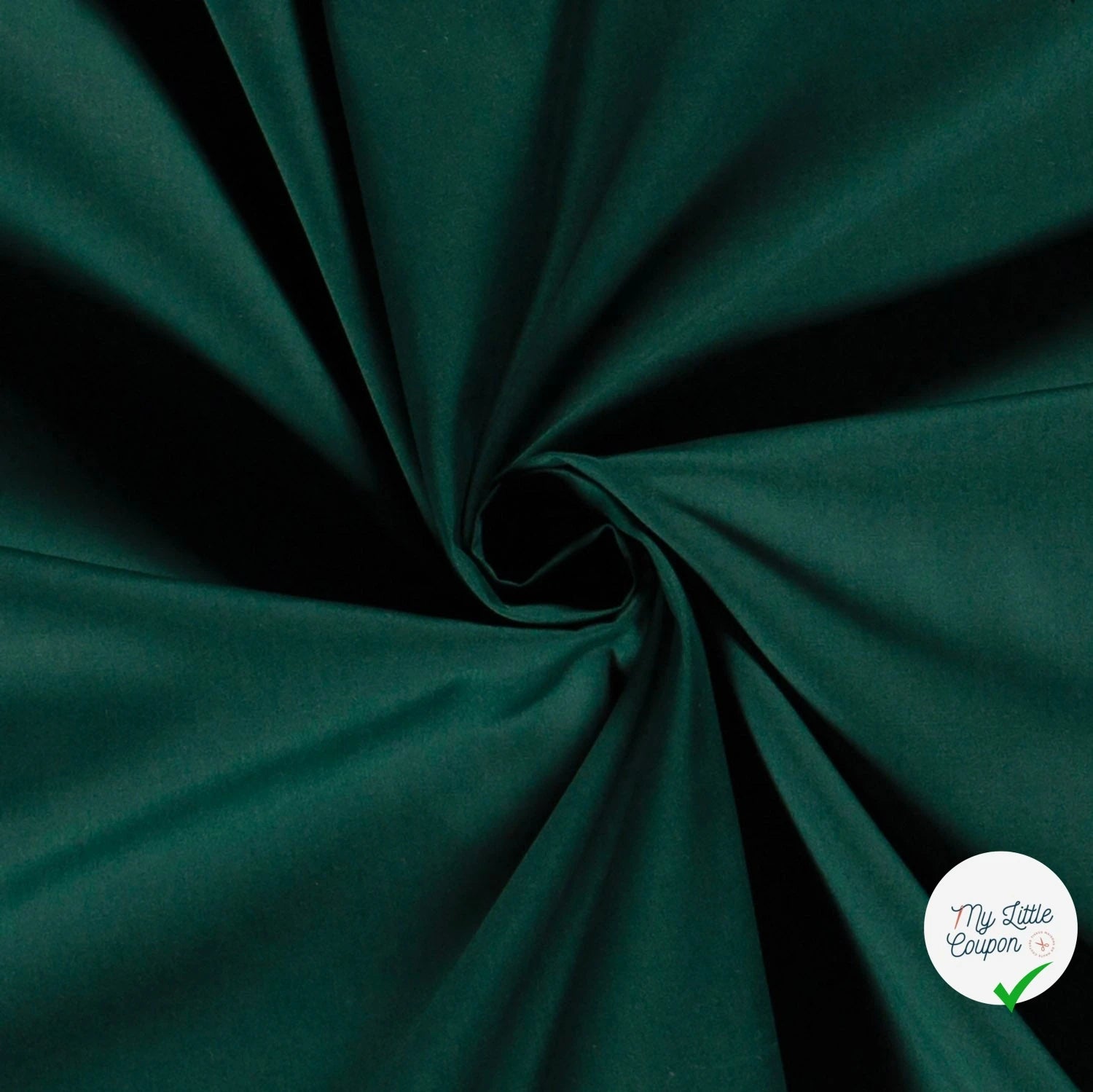 POPELINE DE COTON UNICOLORE VERT FONCE - My Little Coupon