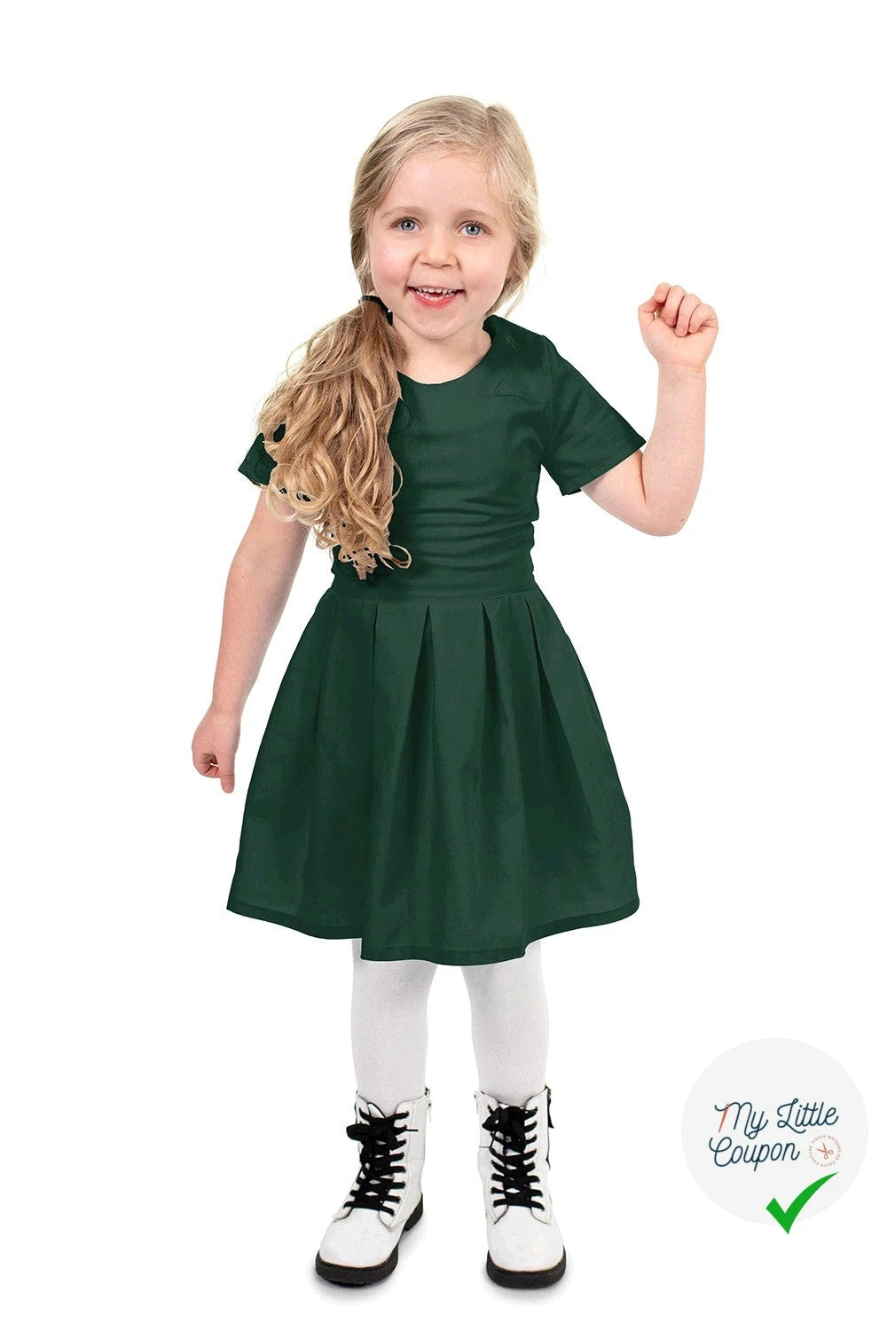 POPELINE DE COTON UNICOLORE VERT FONCE - My Little Coupon