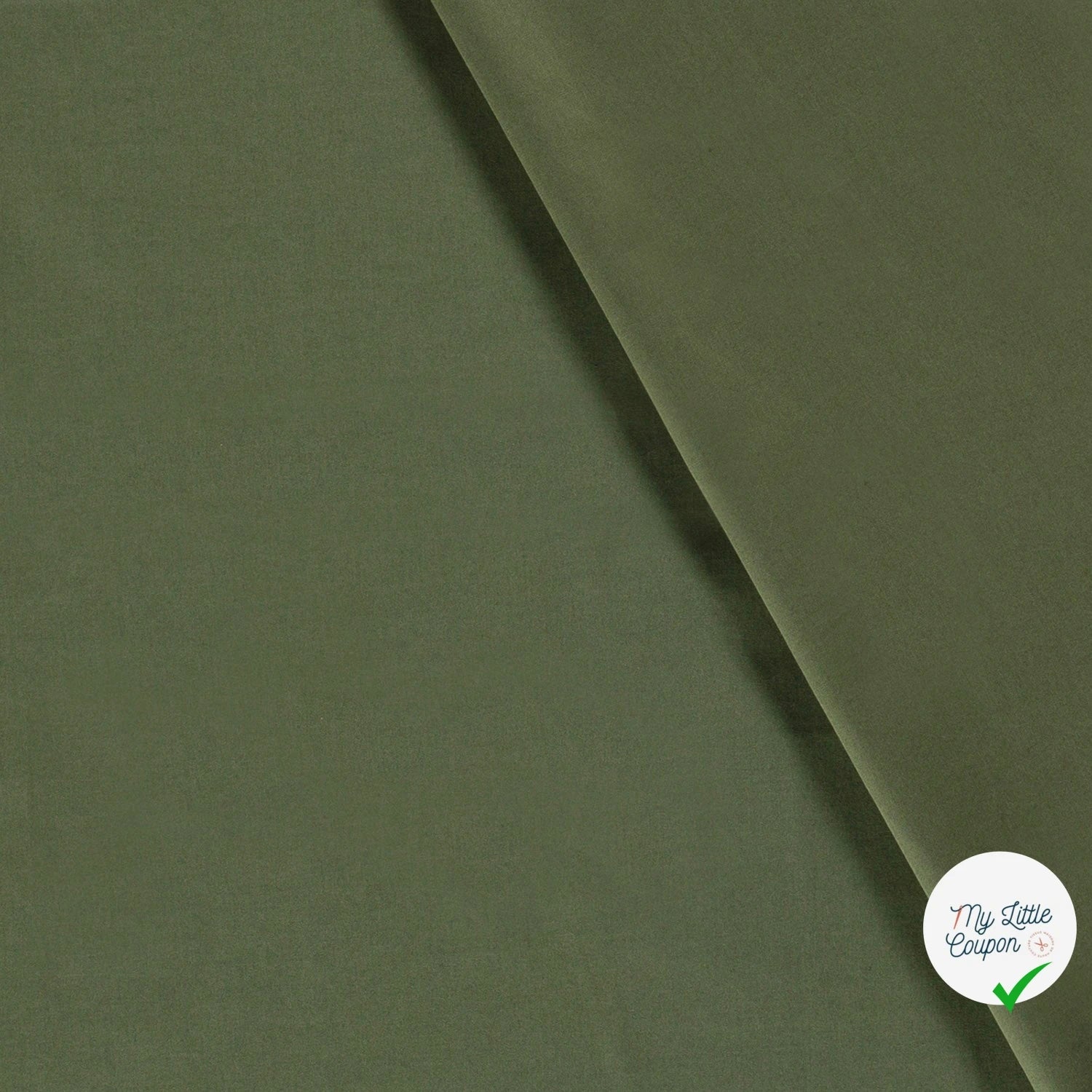 POPELINE DE COTON UNICOLORE VERT KAKI - My Little Coupon