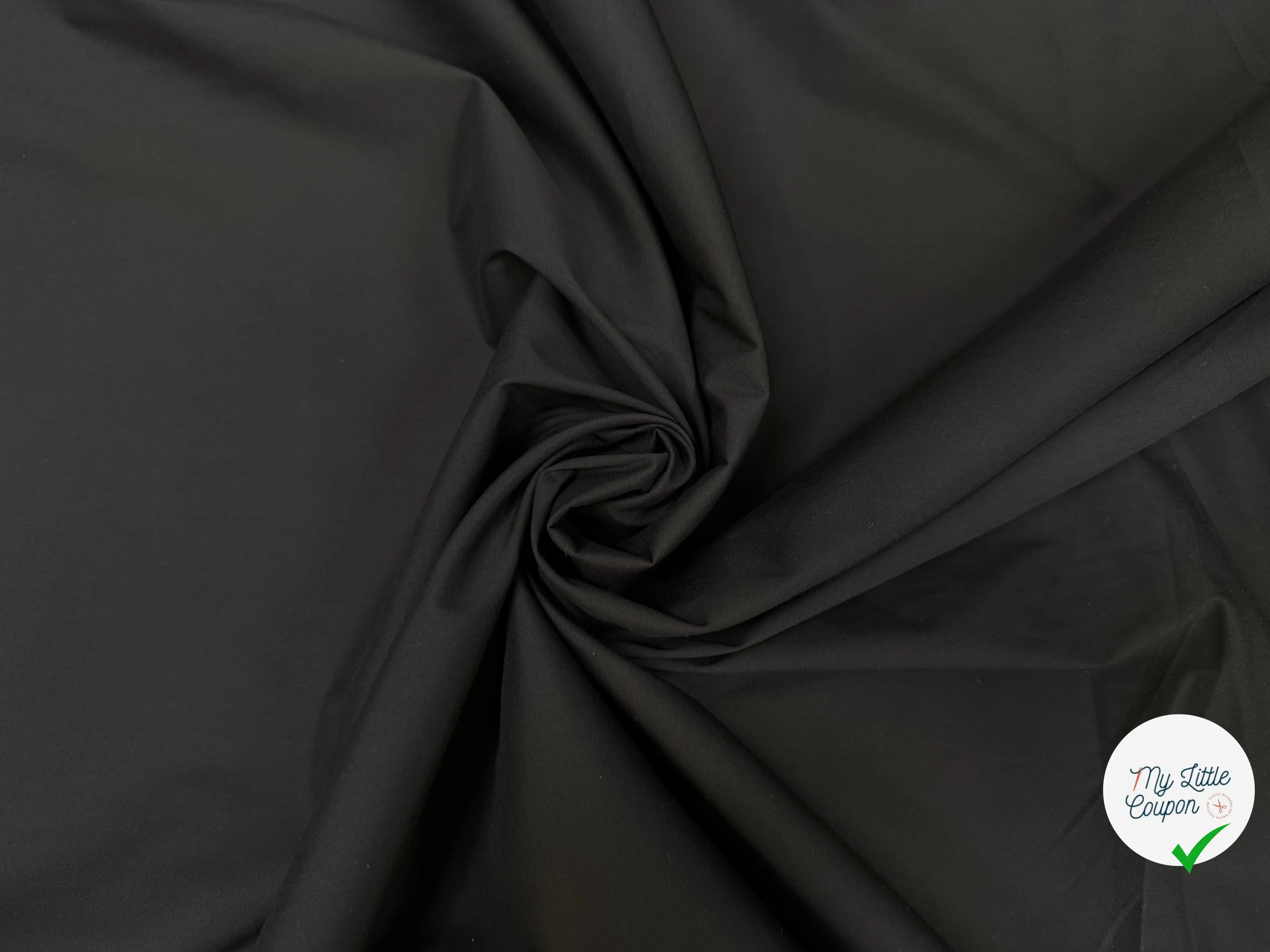 POPELINE DE COTON UNIE NOIRE - My Little Coupon