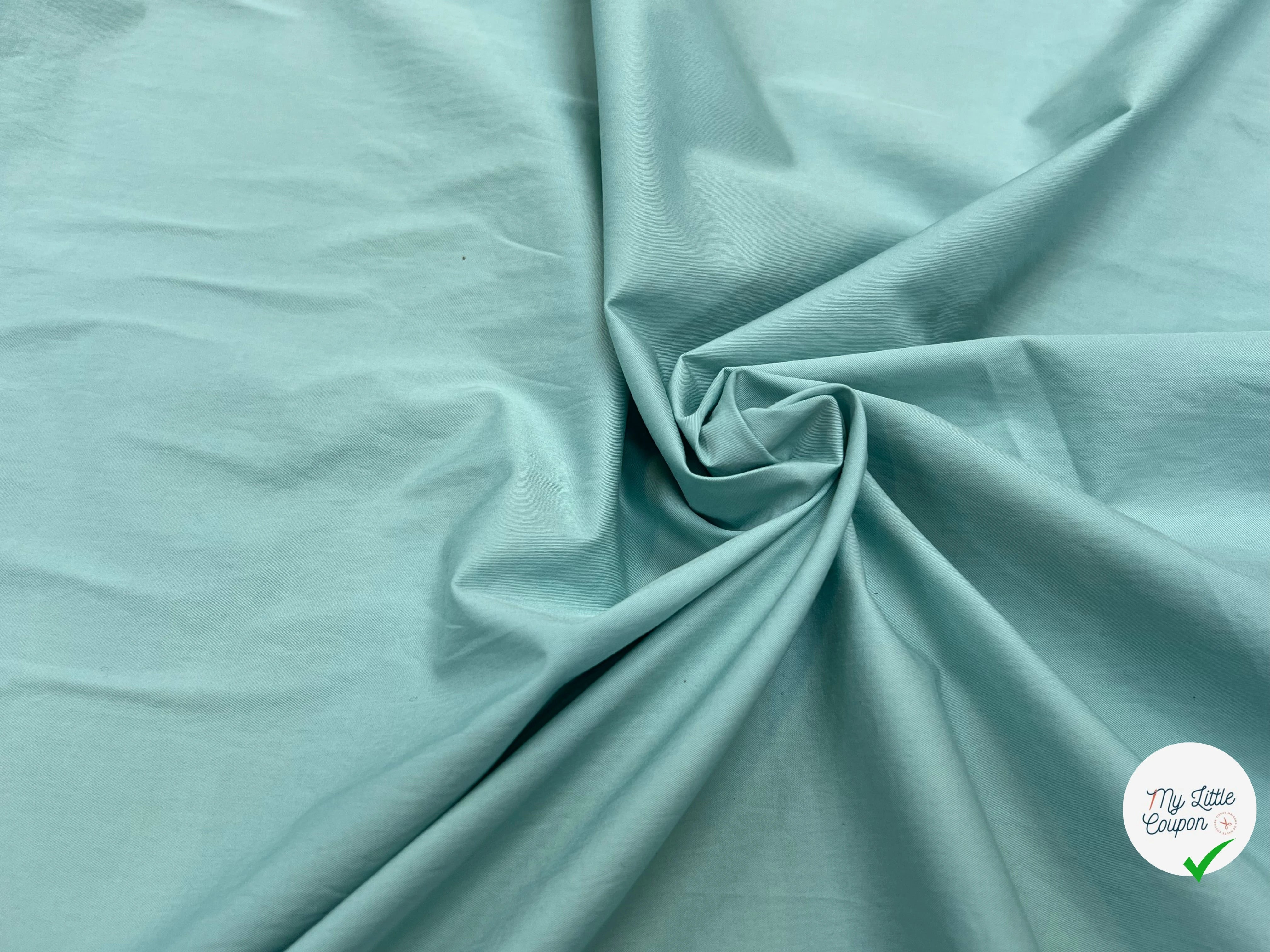 POPELINE DE COTON VERT D'EAU 145CM - My Little Coupon