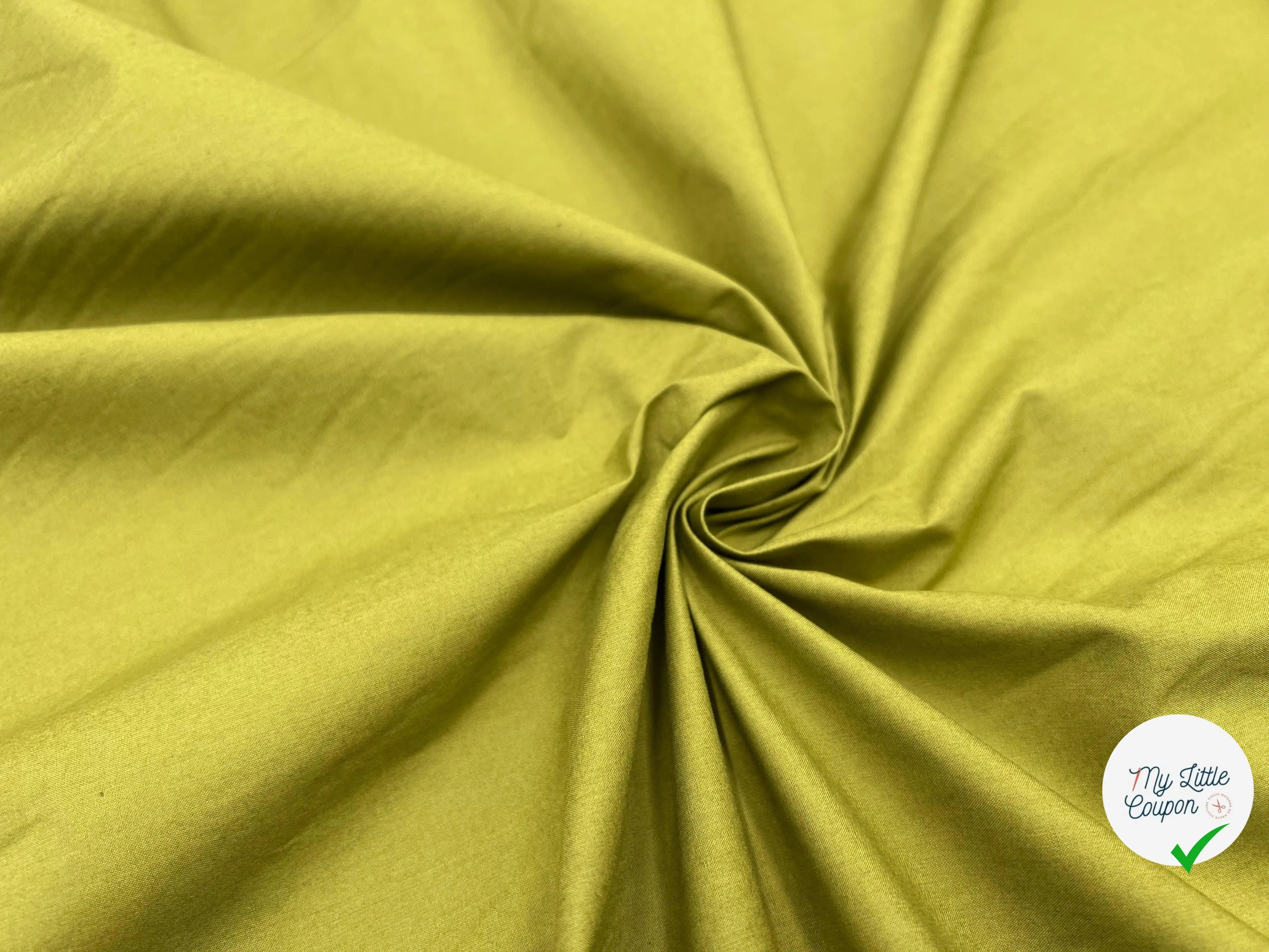 POPELINE DE COTON VERT MOUTARDE - My Little Coupon - tissu - coudre