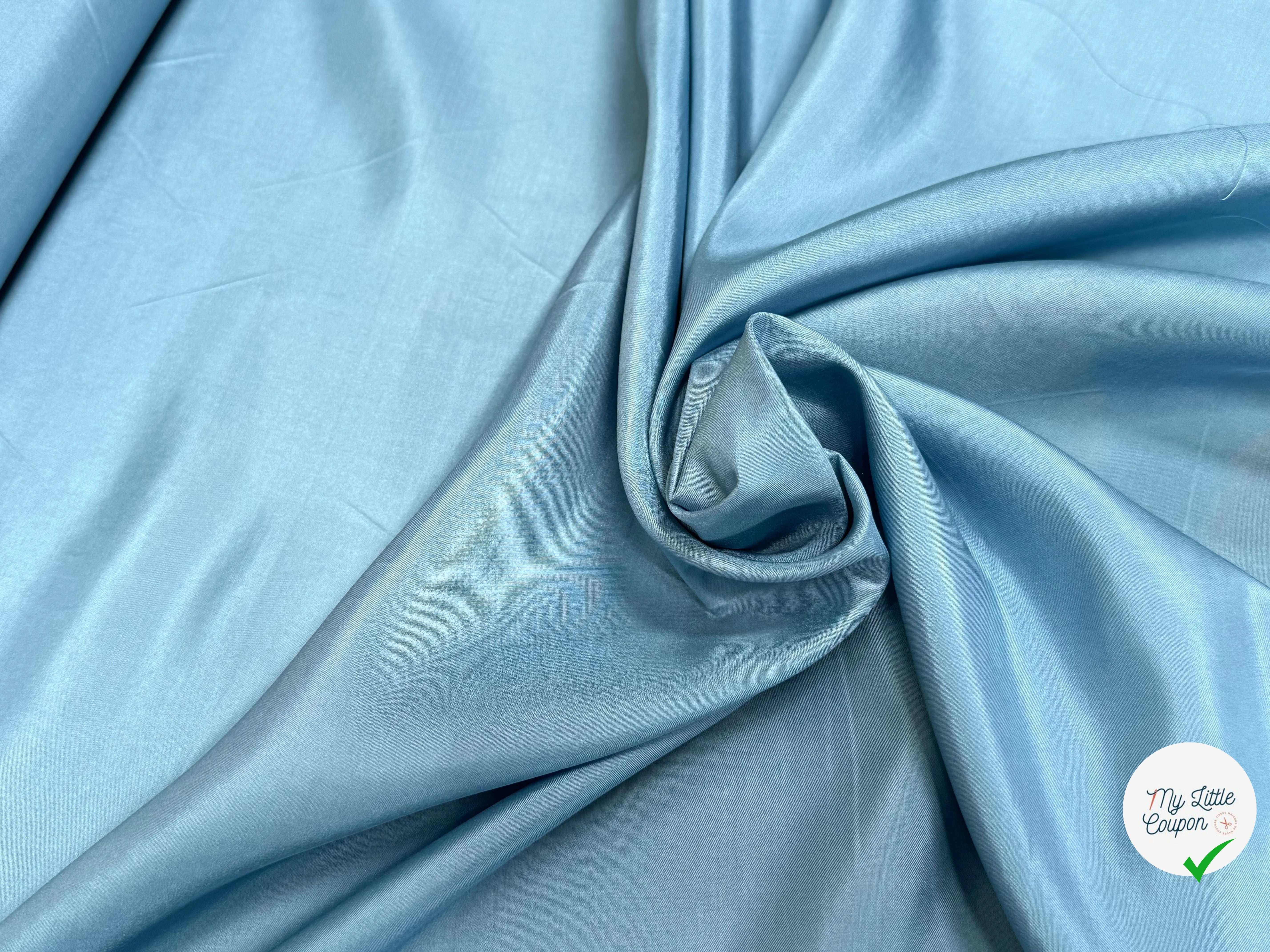 POPELINE DE SOIE ICE BLUE FLUIE 100% SOIE - My Little Coupon