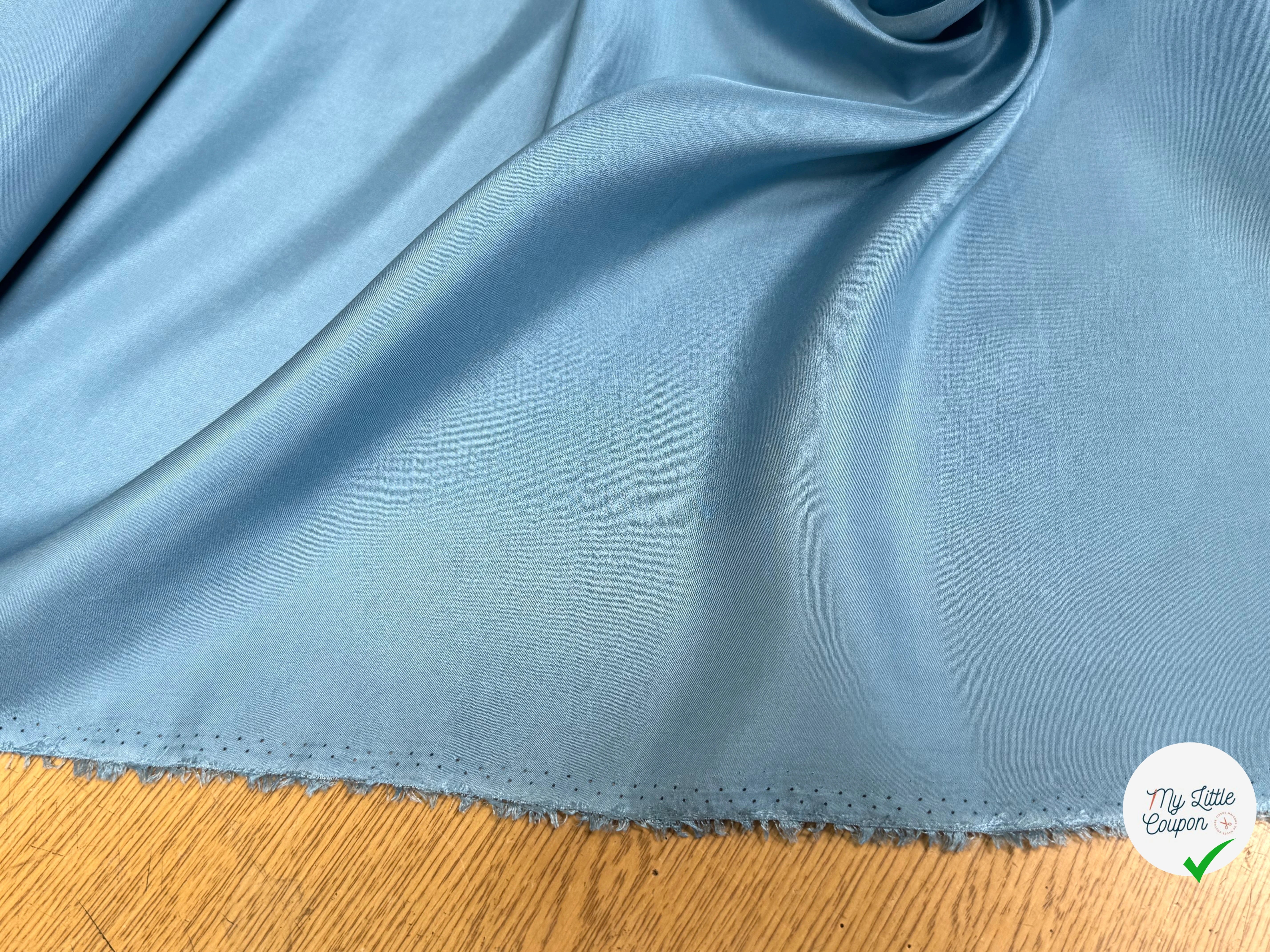 POPELINE DE SOIE ICE BLUE FLUIE 100% SOIE - My Little Coupon