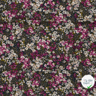 POPELINE DE VISCOSE FLEURS BLEU MARINE - My Little Coupon