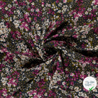 POPELINE DE VISCOSE FLEURS BLEU MARINE - My Little Coupon