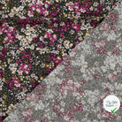 POPELINE DE VISCOSE FLEURS BLEU MARINE - My Little Coupon