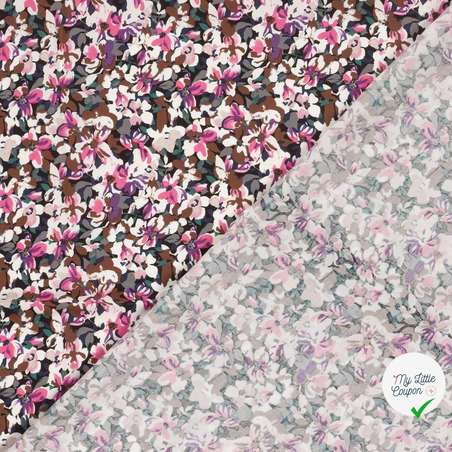 Popeline de viscose fleurs fuchsia