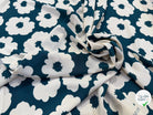 POPELINE DE VISCOSE FLEURS IMPRIMÉ BLEU CANARD - My Little Coupon