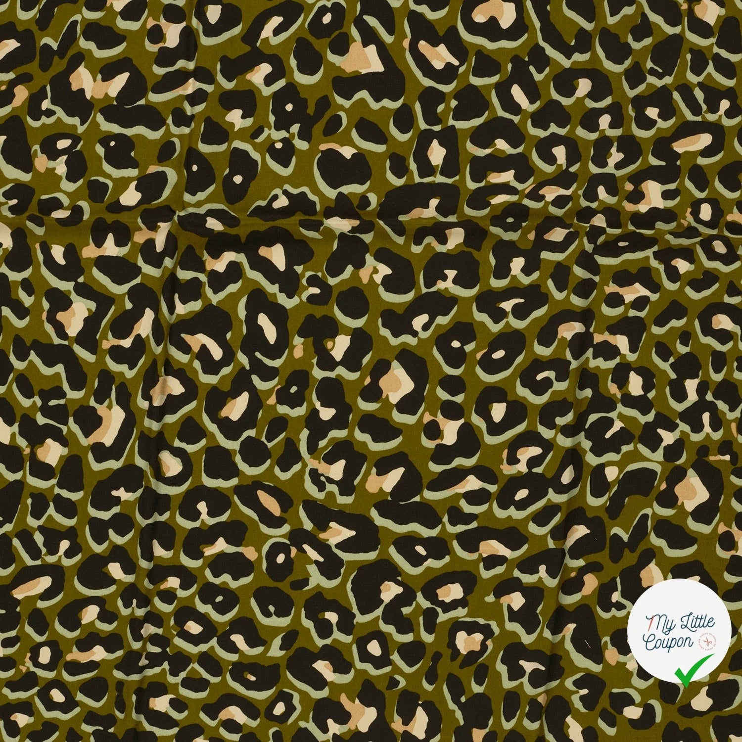 POPELINE DE VISCOSE FLEURS VERT KAKI - My Little Coupon