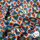POPELINE DE VISCOSE IMPRIMÉ ABSTRAIT INDIGO - My Little Coupon