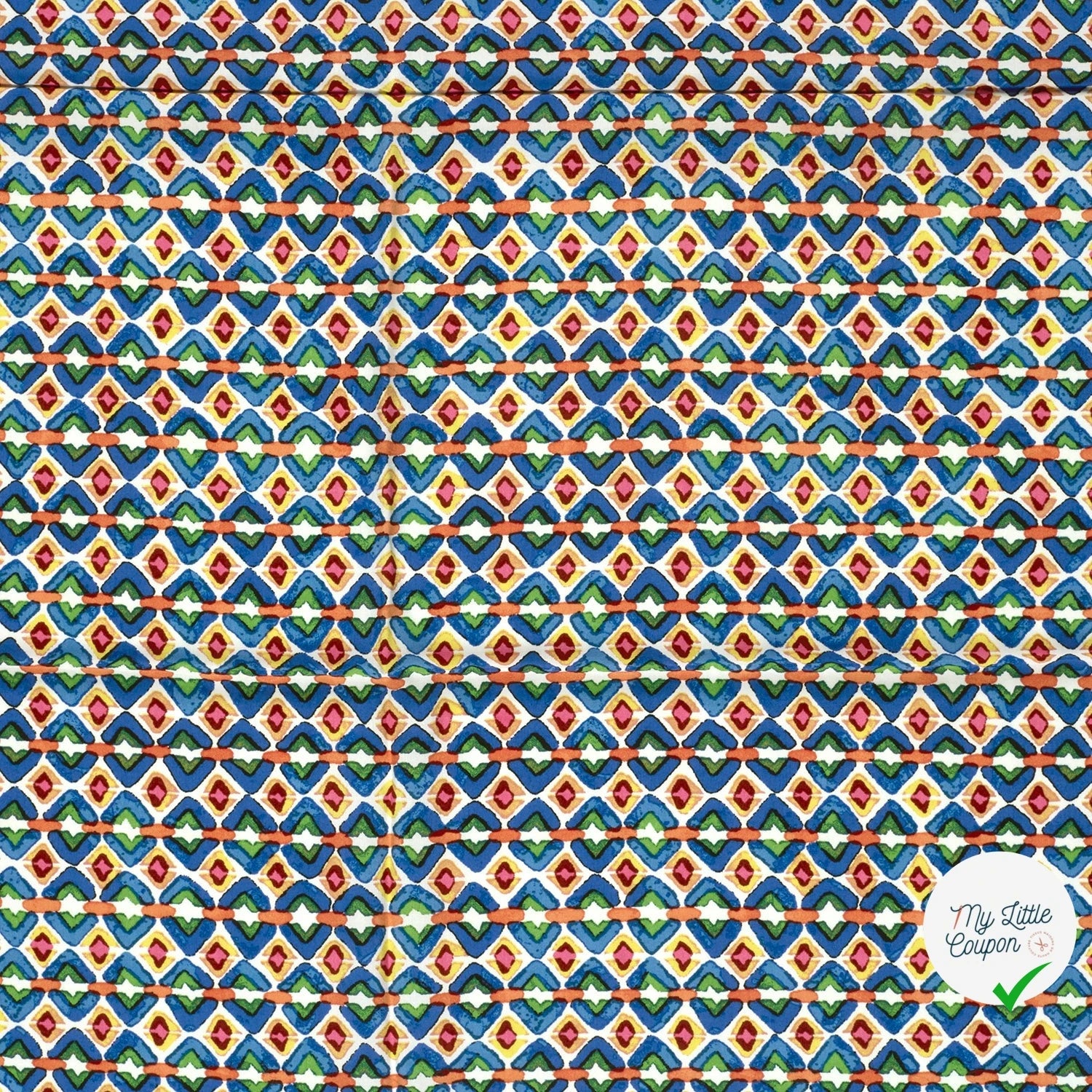 POPELINE DE VISCOSE IMPRIMÉ ABSTRAIT INDIGO - My Little Coupon