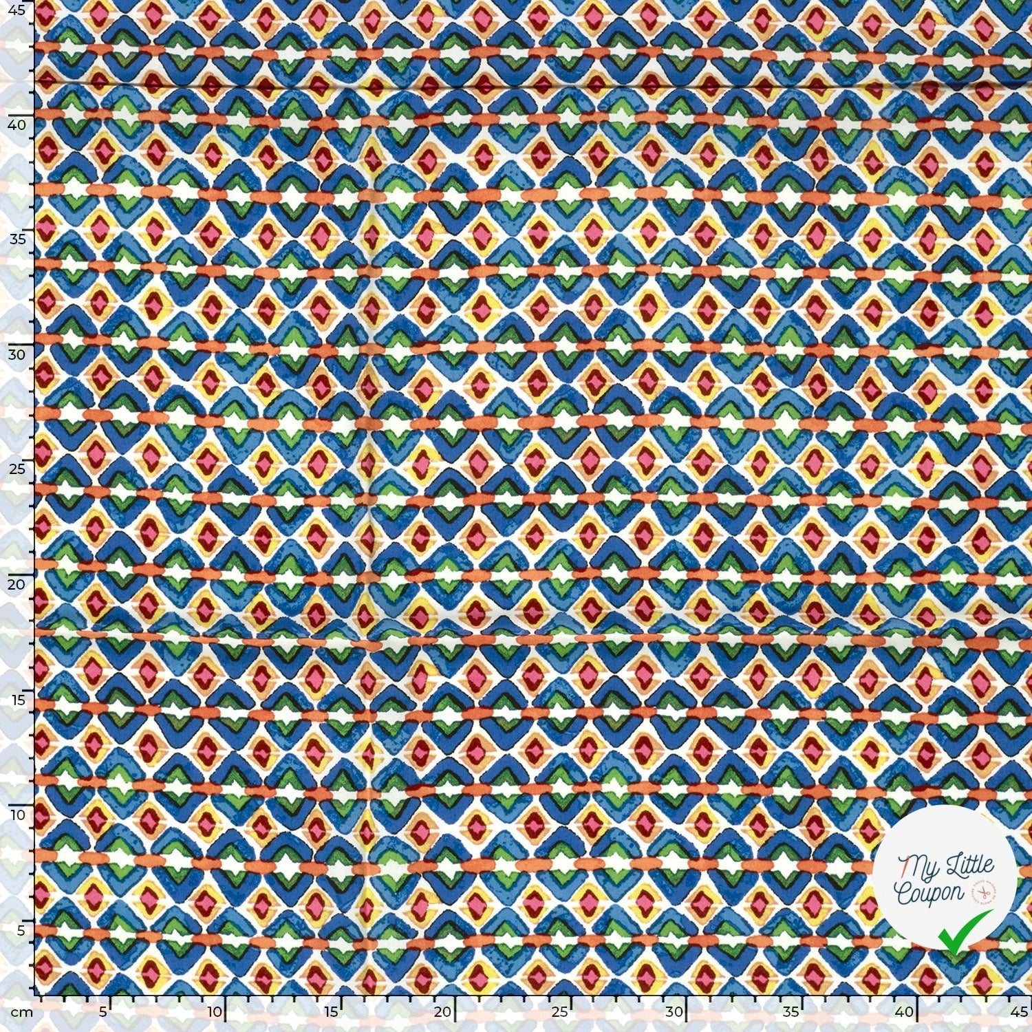 POPELINE DE VISCOSE IMPRIMÉ ABSTRAIT INDIGO - My Little Coupon