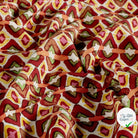 POPELINE DE VISCOSE IMPRIMÉ ABSTRAIT ROUGE BORDEAUX - My Little Coupon