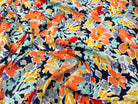 POPELINE DE VISCOSE TISSU IMPRIMÉ FLEURS BLEU MARINE - My Little Coupon