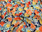 POPELINE DE VISCOSE TISSU IMPRIMÉ FLEURS BLEU MARINE - My Little Coupon