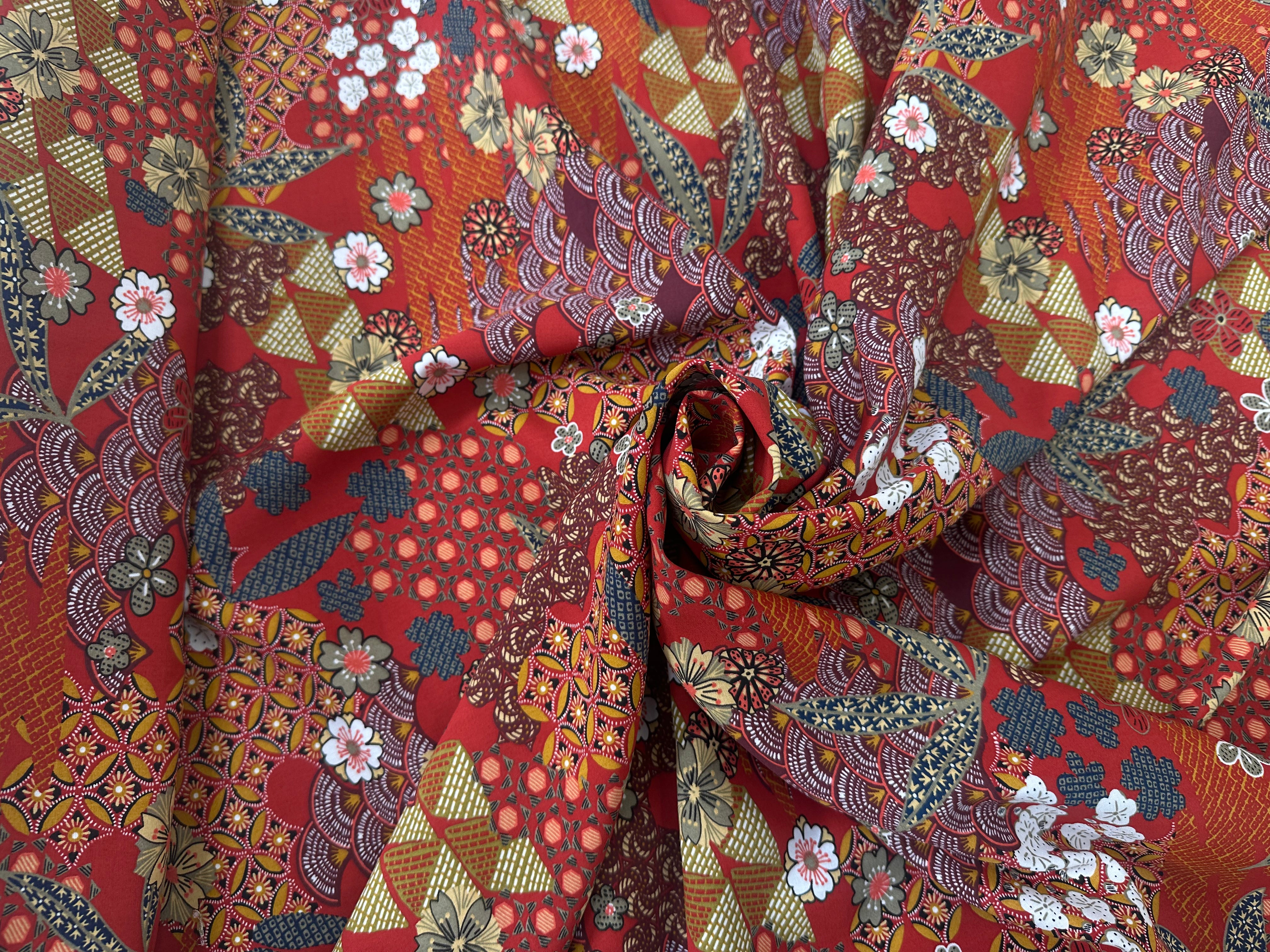 POPELINE DE VISCOSE YIN ROUGE OEKO-TEX - My Little Coupon