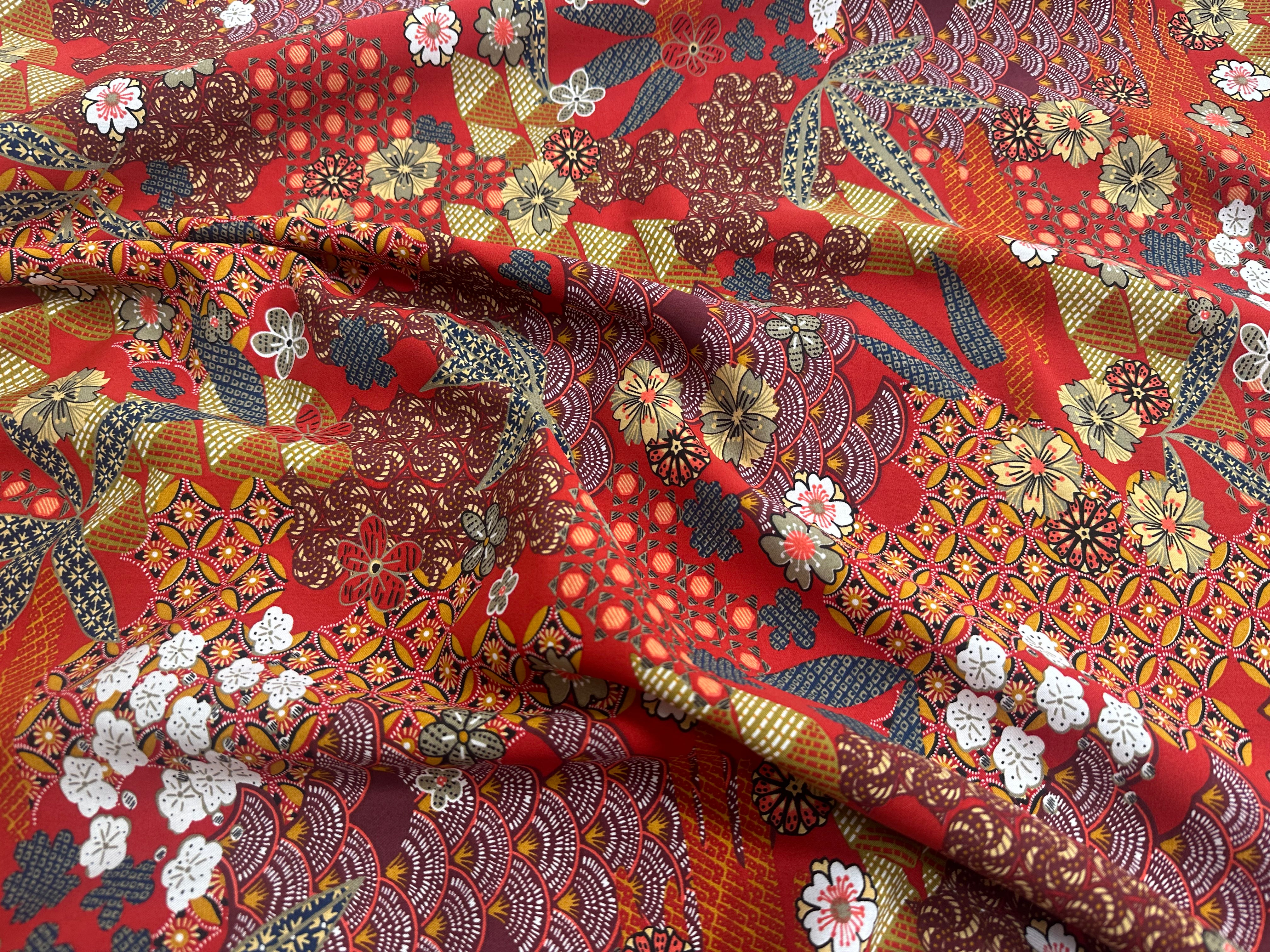 POPELINE DE VISCOSE YIN ROUGE OEKO-TEX - My Little Coupon