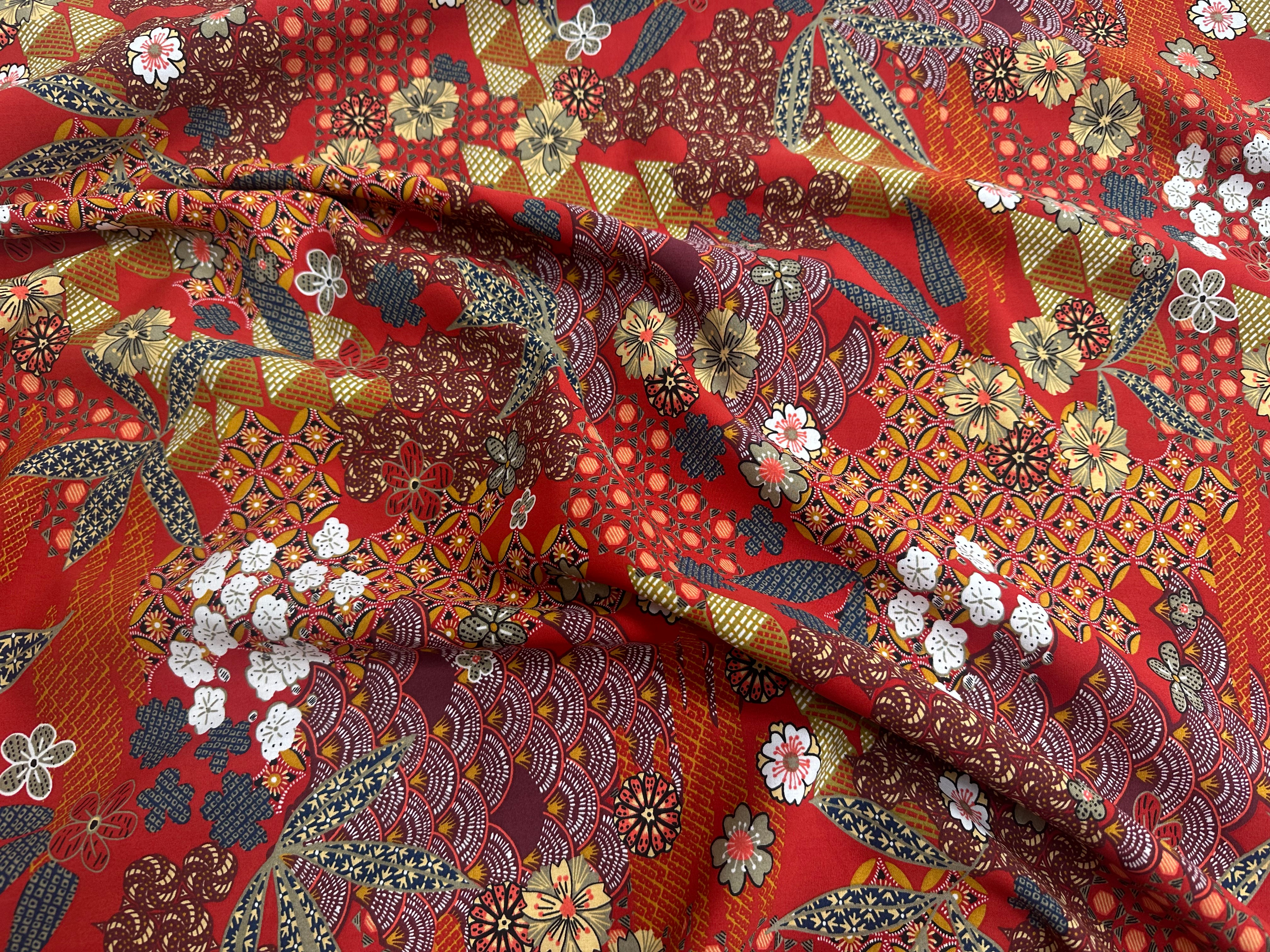 POPELINE DE VISCOSE YIN ROUGE OEKO-TEX - My Little Coupon