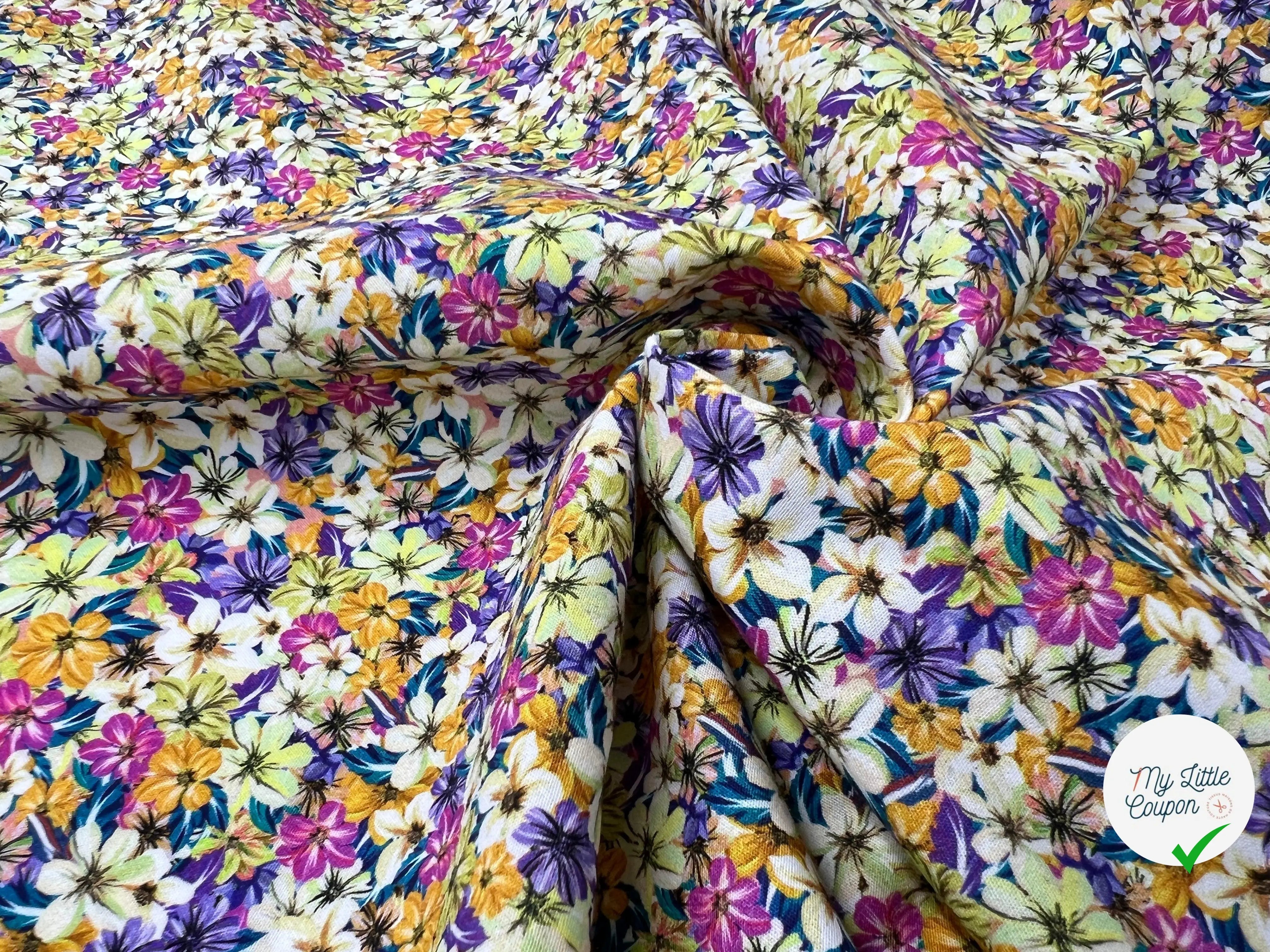 POPELINE IMPRIMÉ FLEURETTE D'HAWAI - My Little Coupon - tissu - coudre