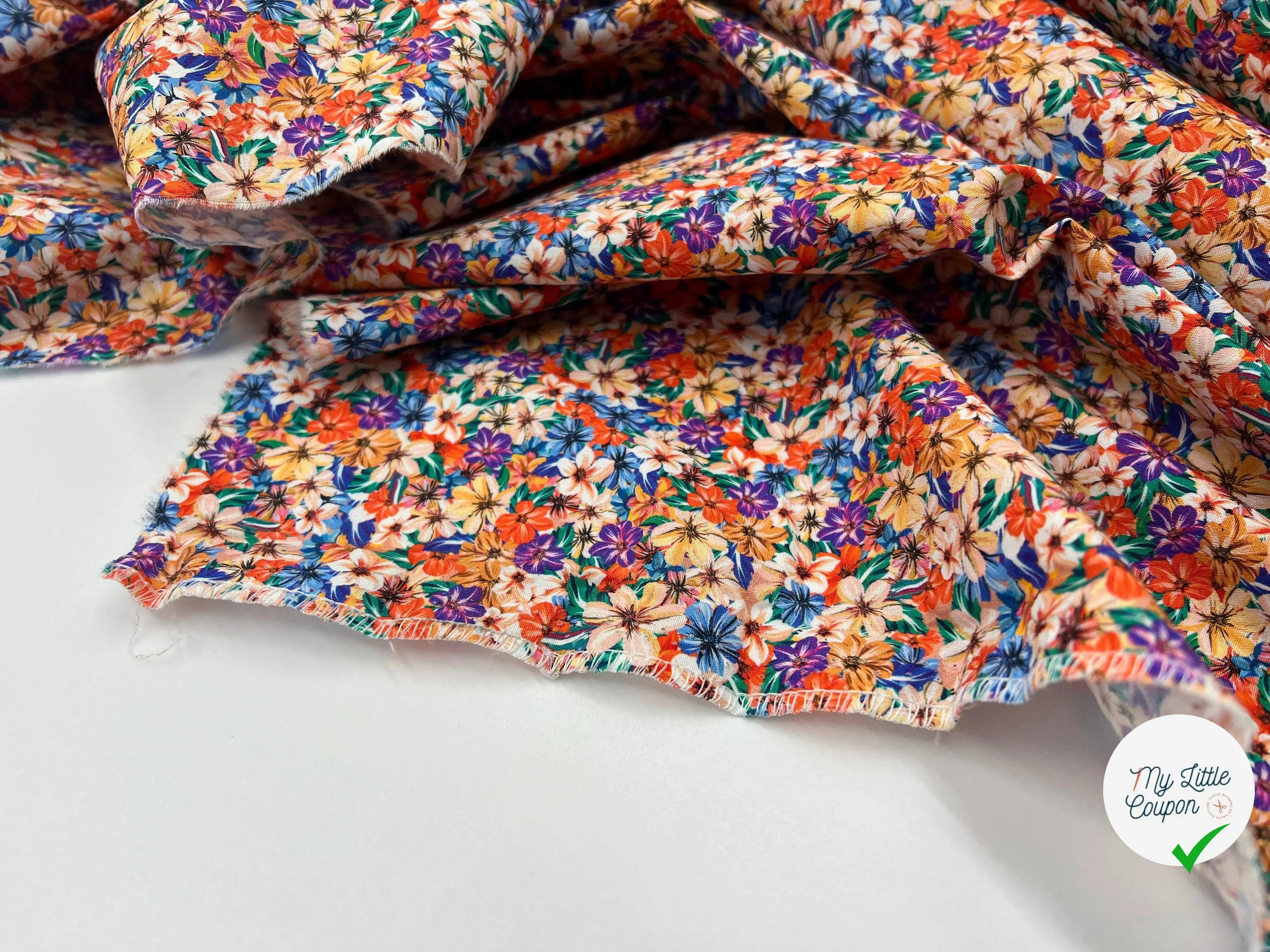 POPELINE IMPRIMÉ JASMINE MULTICOLORE - My Little Coupon - tissu - coudre