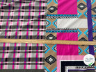 POPELINE IMPRIMÉE À GROS MOTIFS PERU ET TARTAN TENDANCE ROSE MLC INTERN