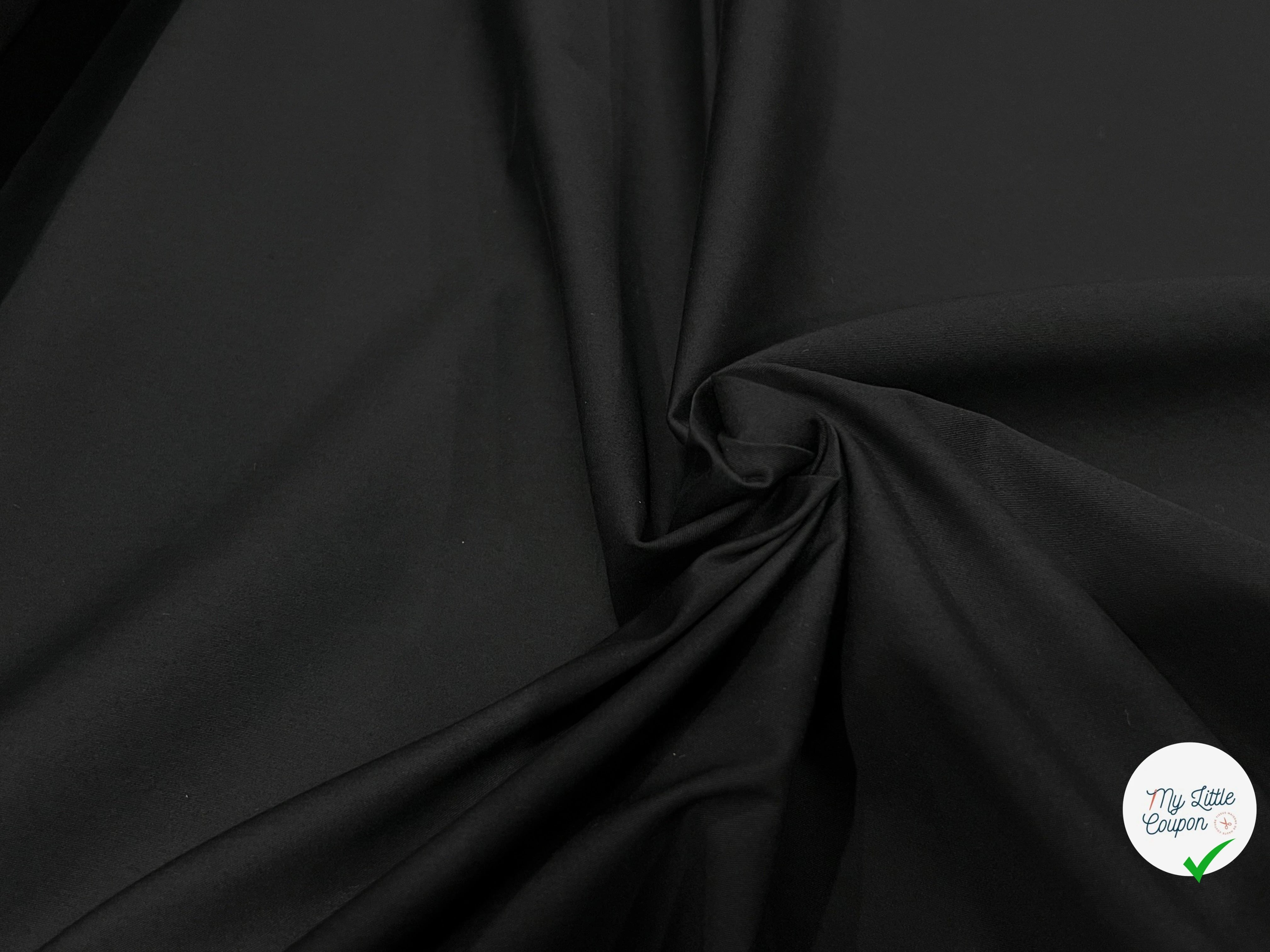 POPELINE LOURDE STRETCH NOIR 98% COTON EFFET CRAQUANT - My Little Coupon