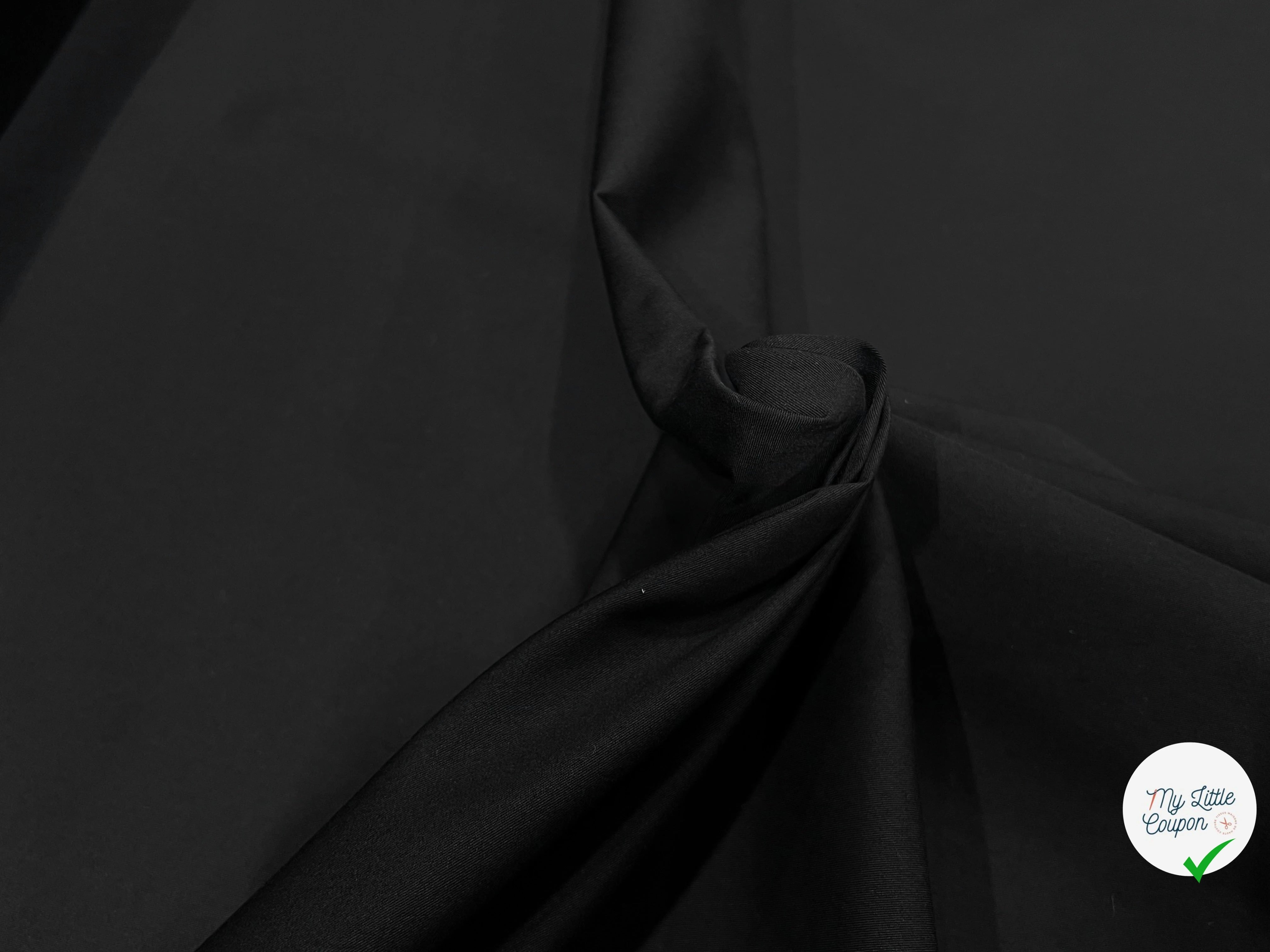 POPELINE LOURDE STRETCH NOIR 98% COTON EFFET CRAQUANT - My Little Coupon